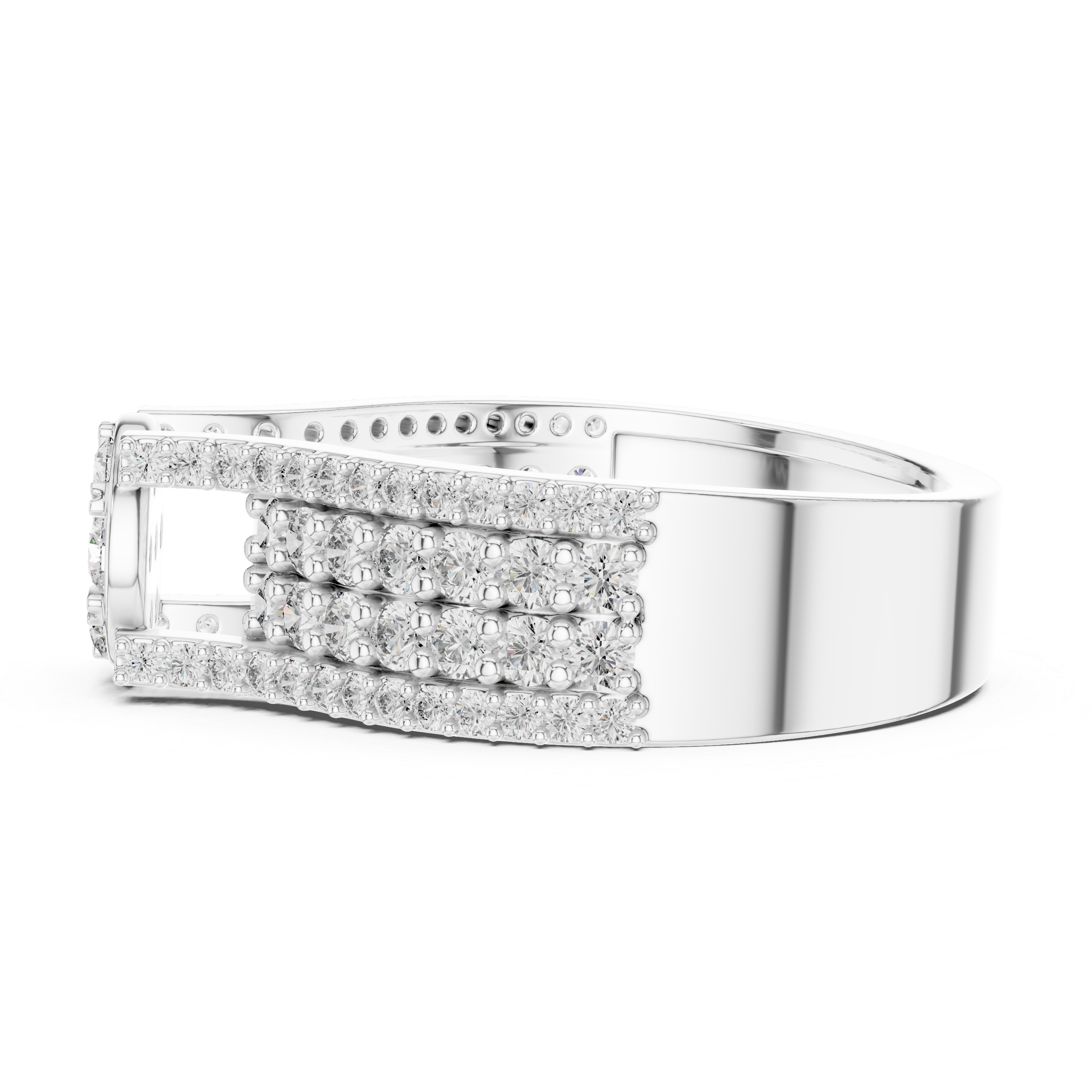 Elegant Rose Gold Diamond Cluster Ring with Pave Band