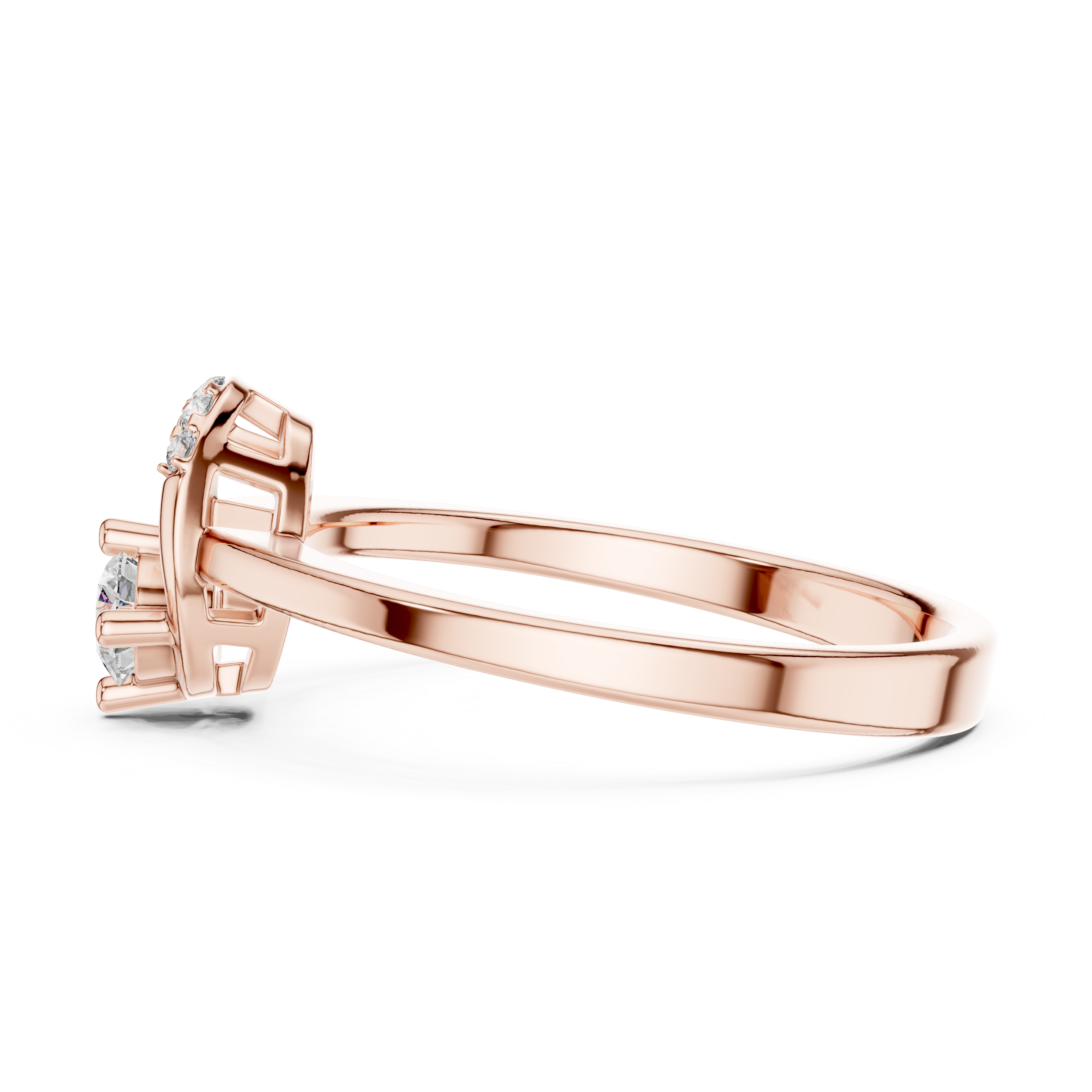 Elegant Rose Gold Diamond Halo Ring