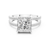 Elegant Gold Engagement Ring with Princess-Cut Diamond and Pavé Band