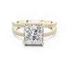 Elegant Gold Engagement Ring with Princess-Cut Diamond and Pavé Band