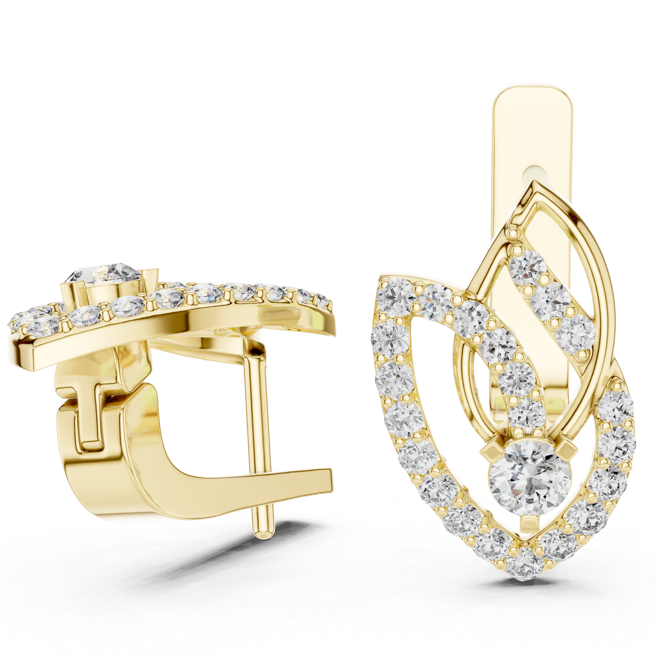 Rose Gold Diamond Leaf Earrings
