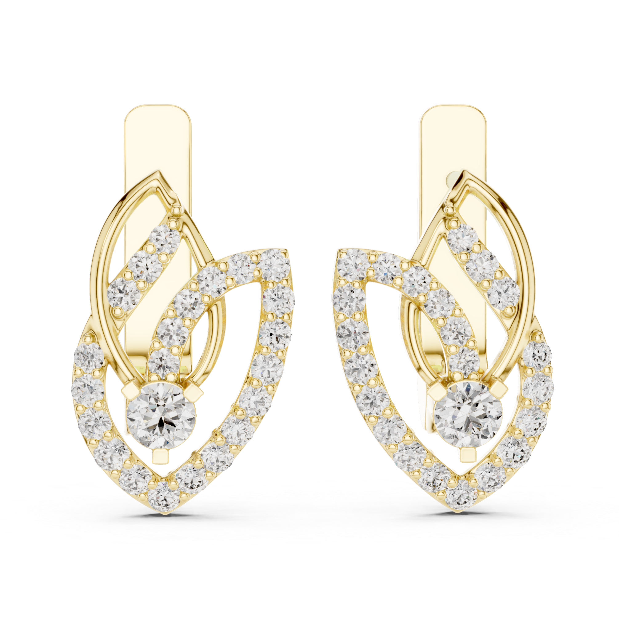 Rose Gold Diamond Leaf Earrings