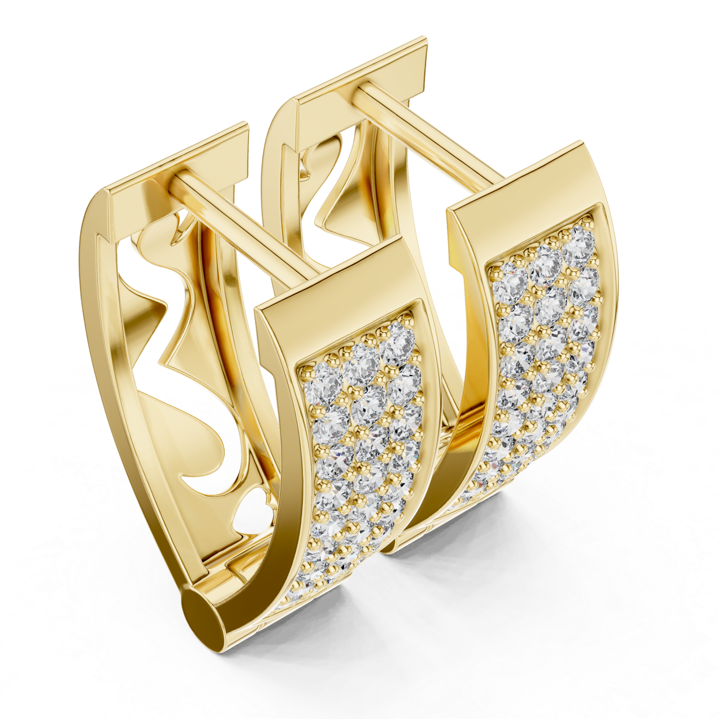 Rose Gold Diamond Pav‚ Hoop Earrings