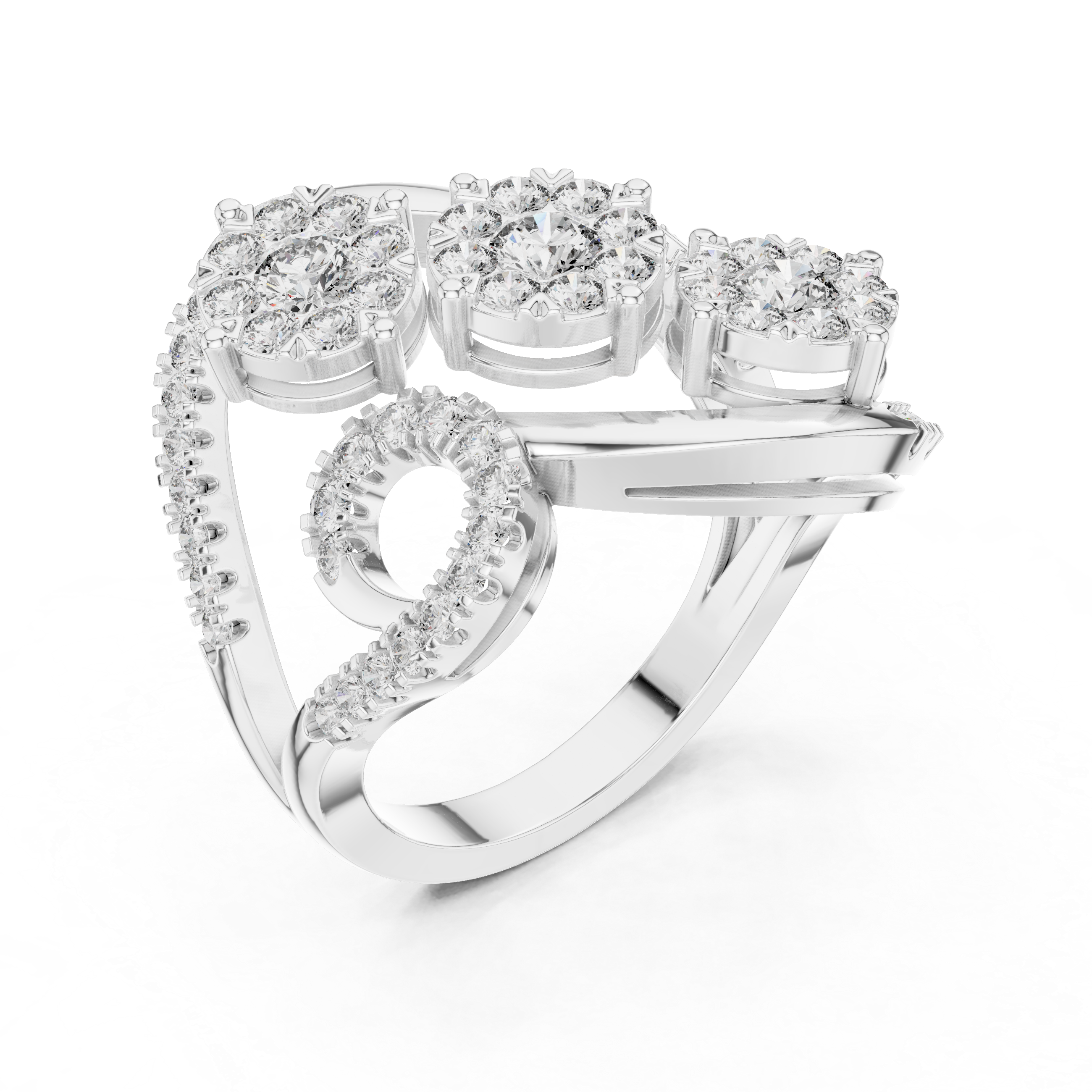 Triple Bloom Diamond Ring