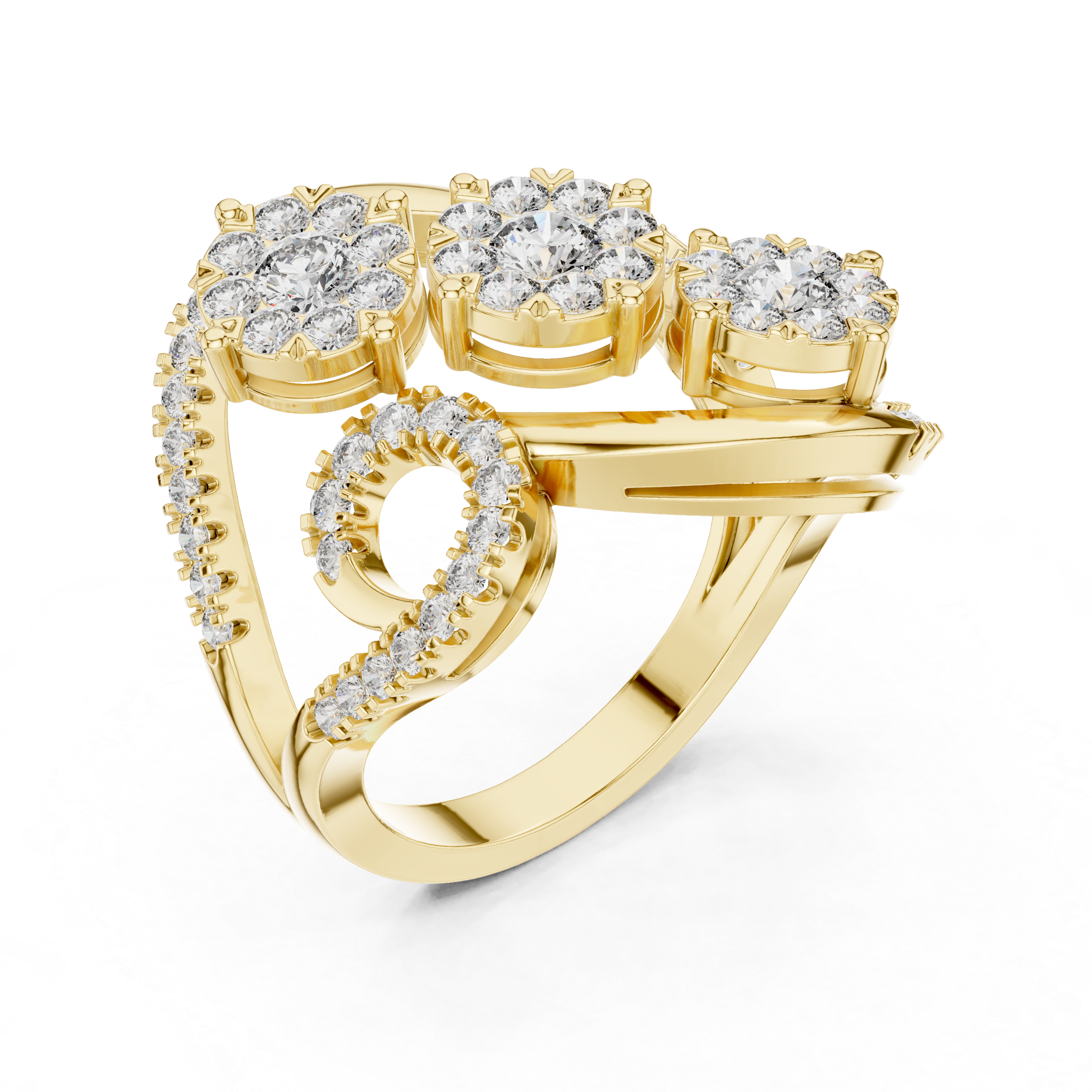 Triple Bloom Diamond Ring
