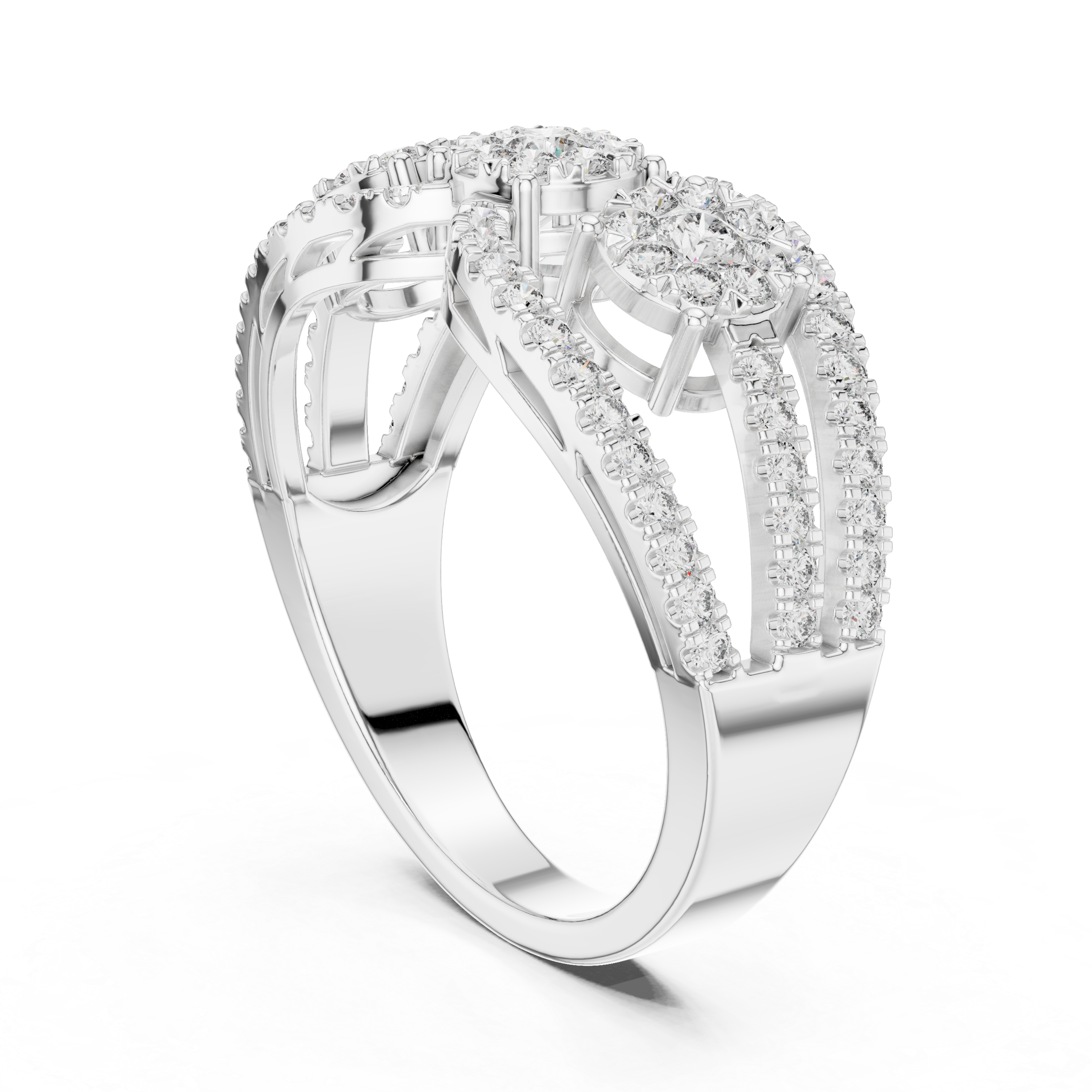 Radiant Triple Diamond Halo Ring