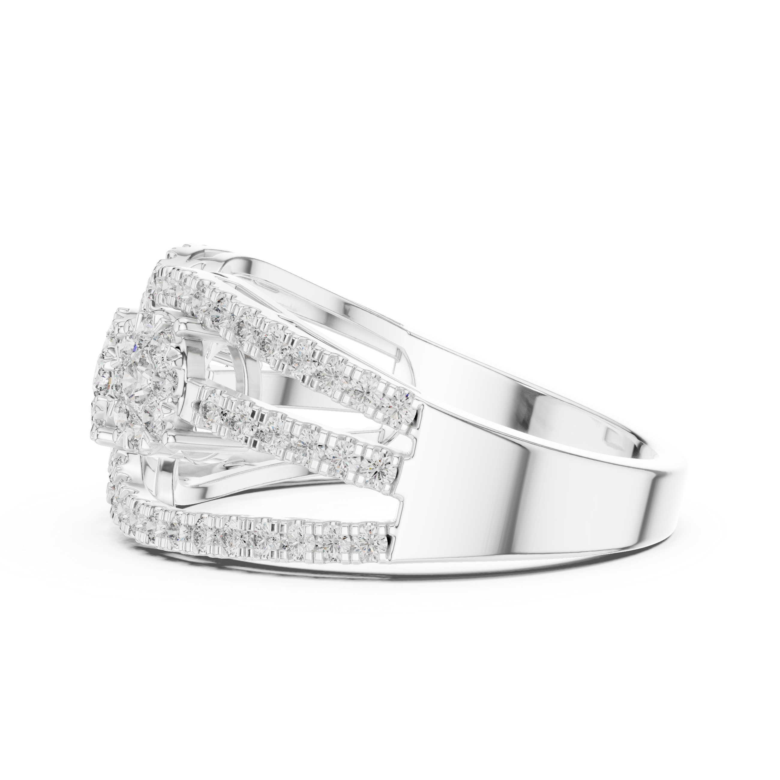 Radiant Triple Diamond Halo Ring