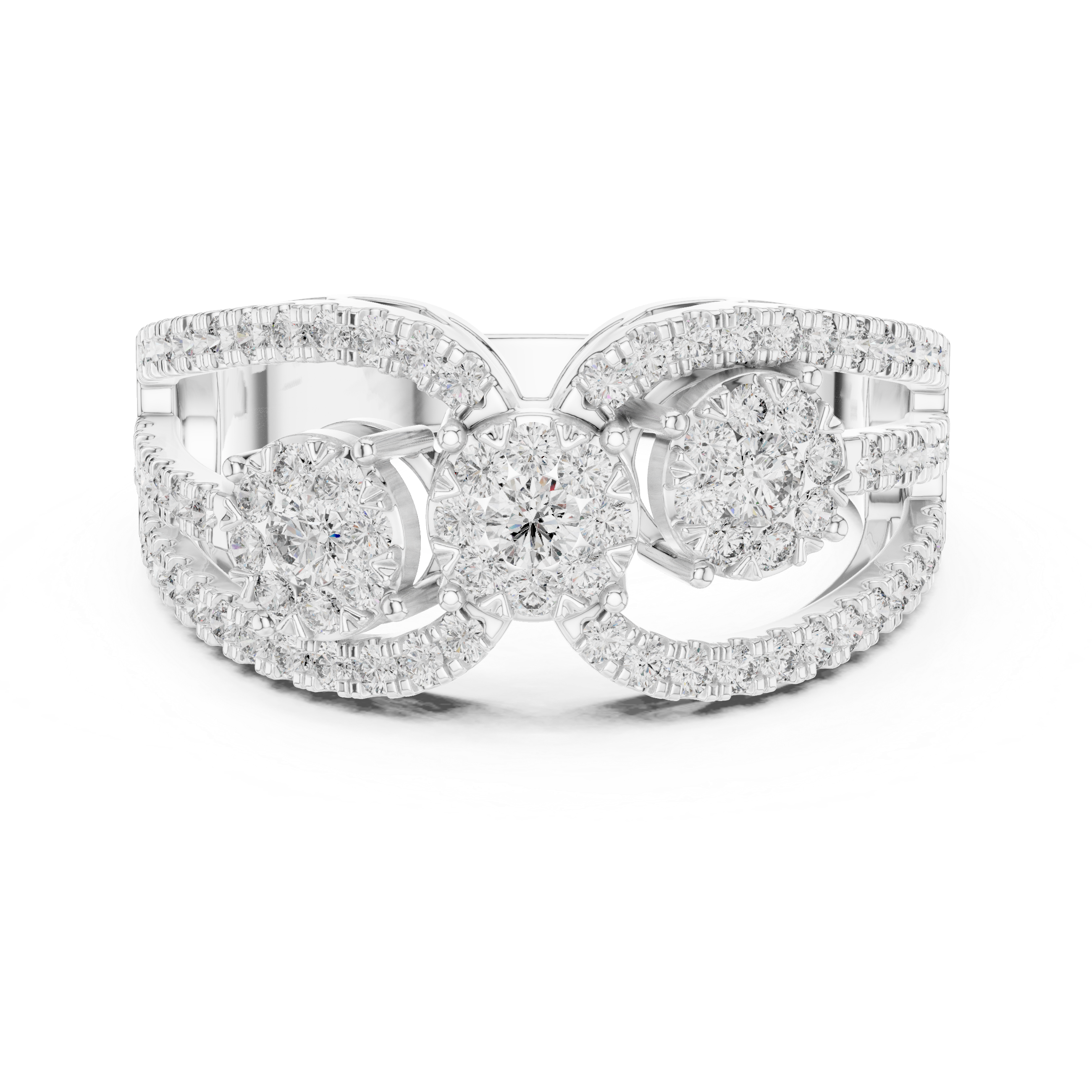 Radiant Triple Diamond Halo Ring