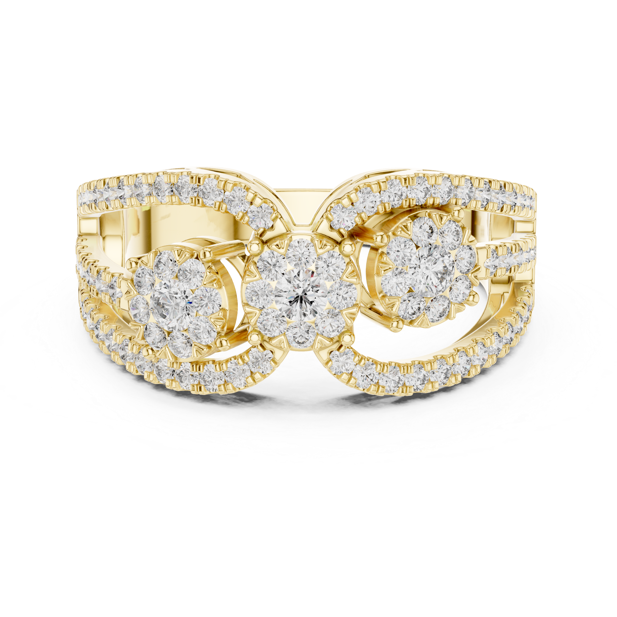 Radiant Triple Diamond Halo Ring
