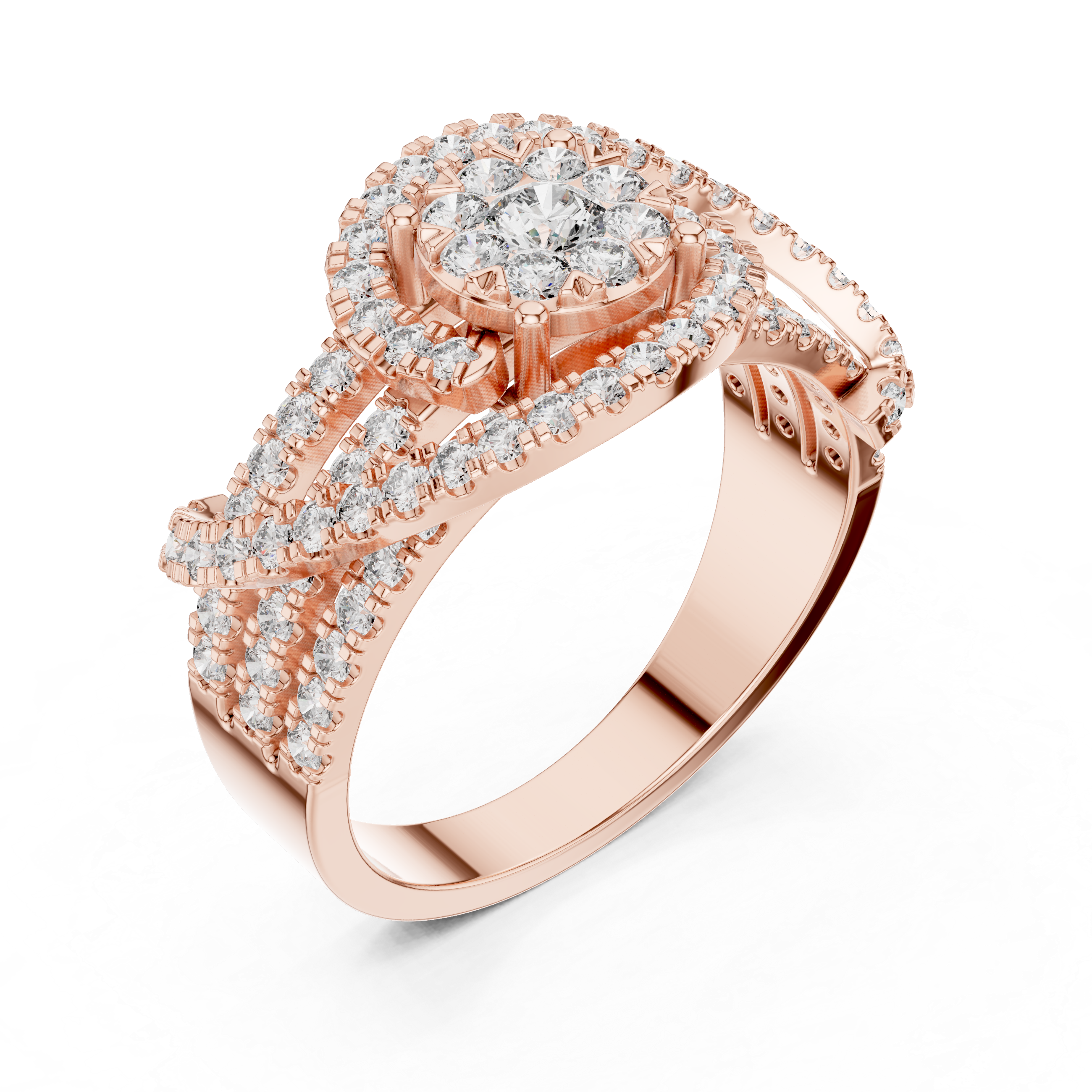 Diamond Halo Twist Ring