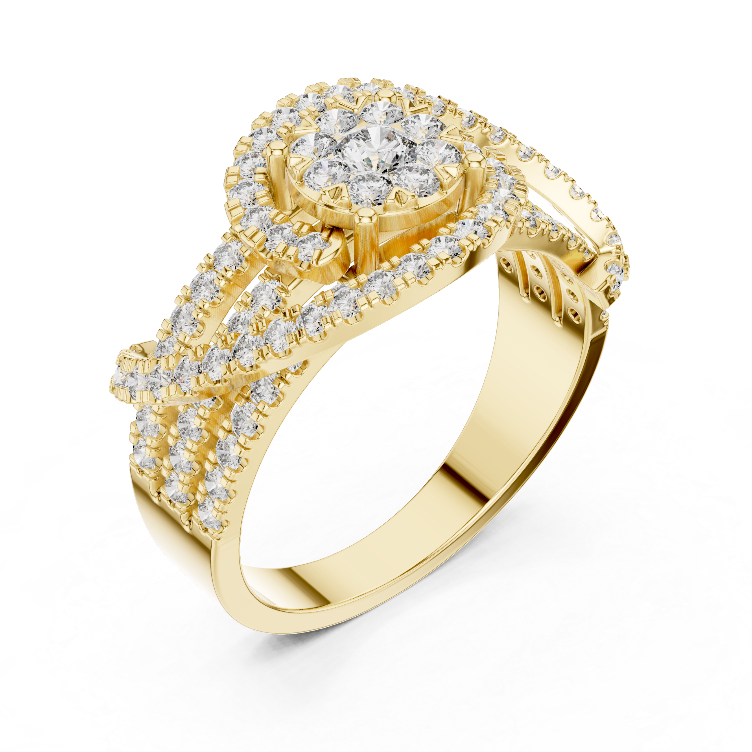 Diamond Halo Twist Ring