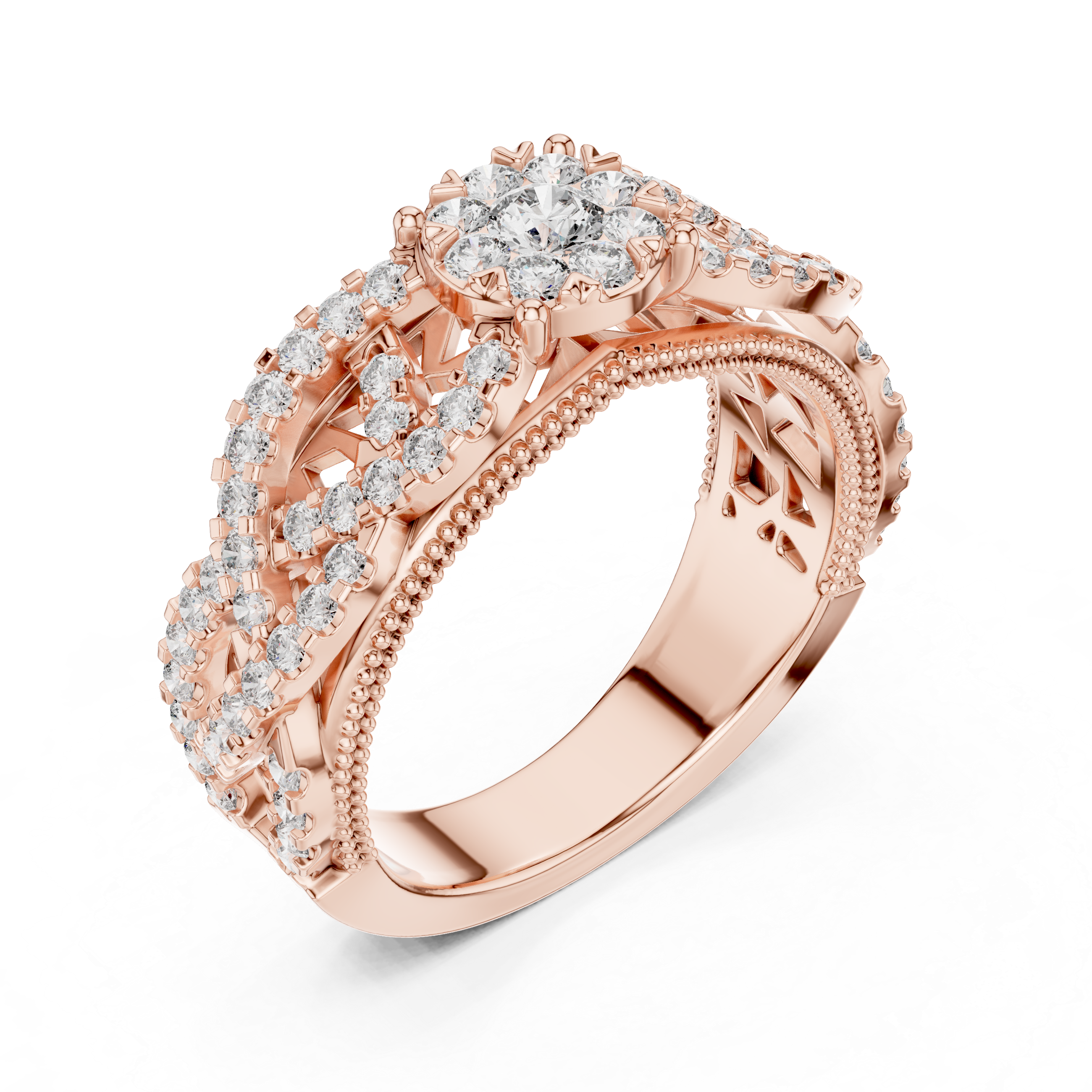 Encrusted with sparkling diamonds and intricate detailing.