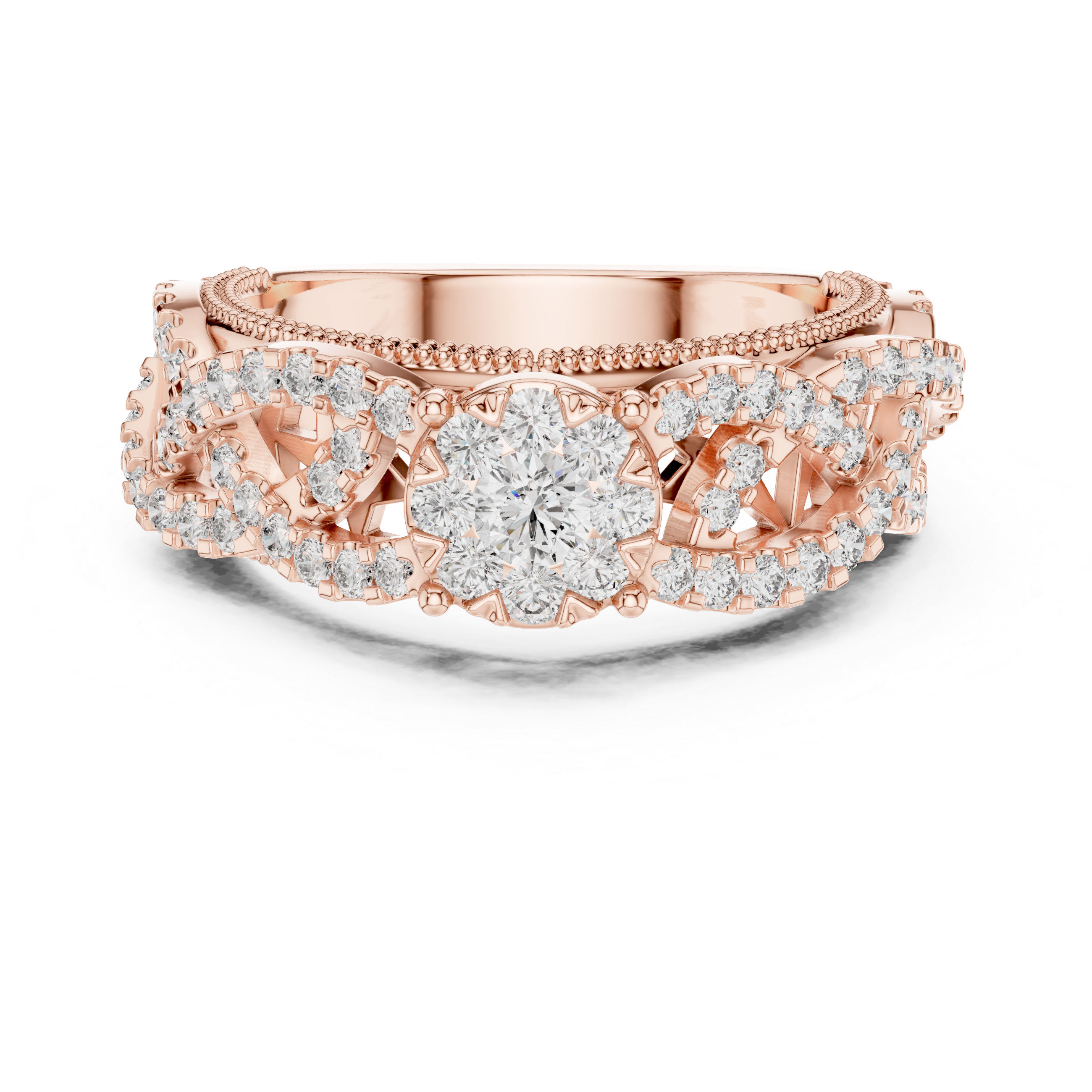 Encrusted with sparkling diamonds and intricate detailing.