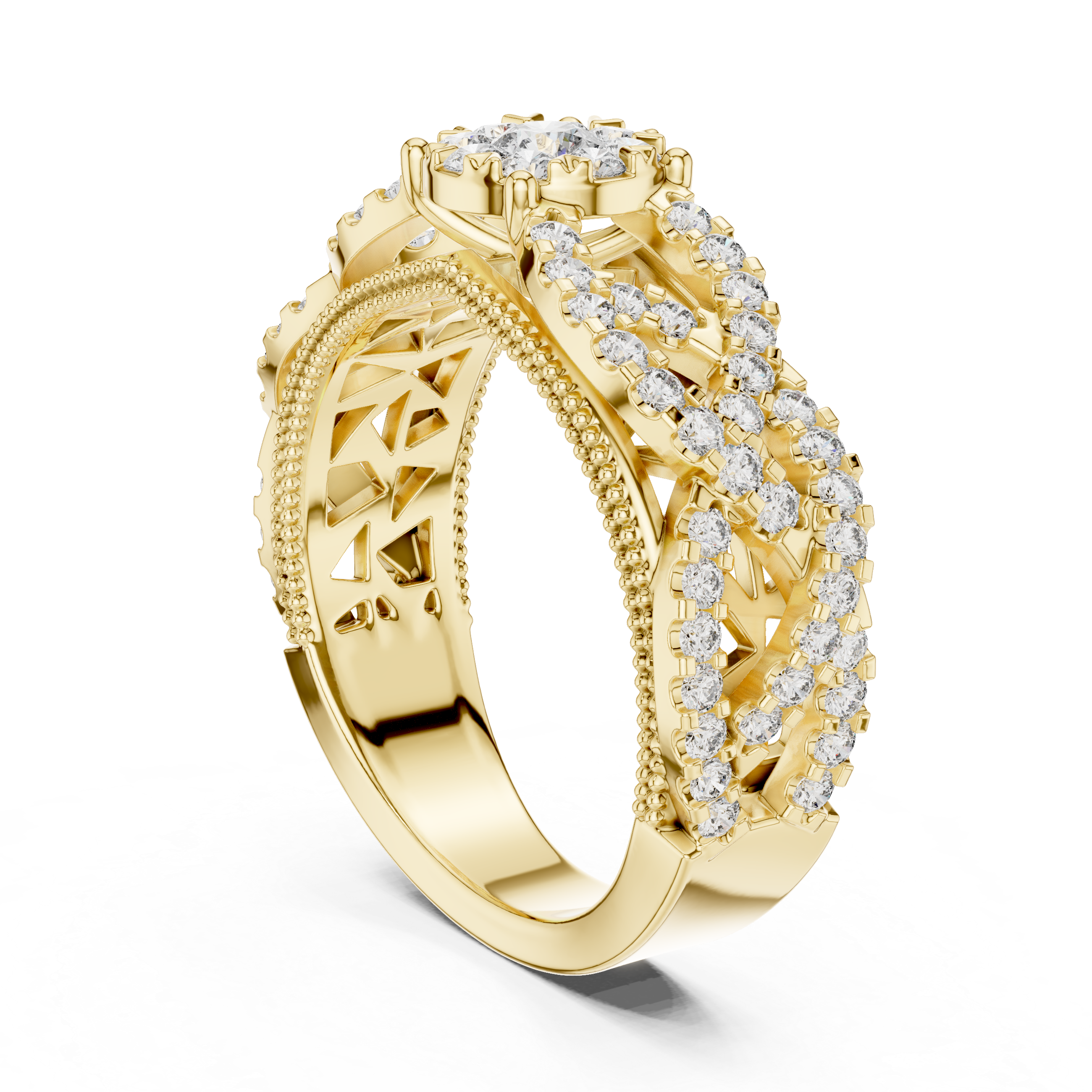 Encrusted with sparkling diamonds and intricate detailing.