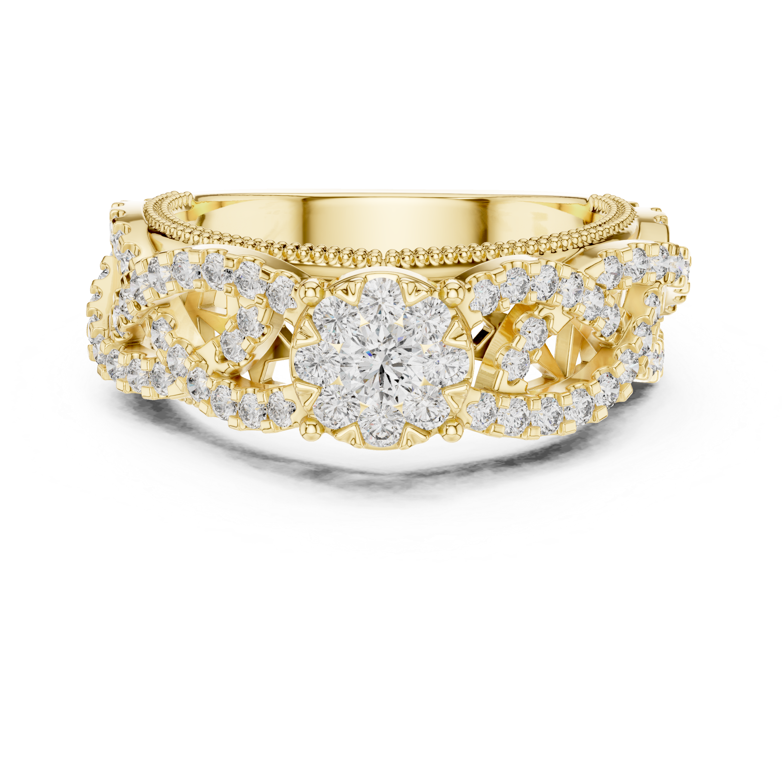 Encrusted with sparkling diamonds and intricate detailing.