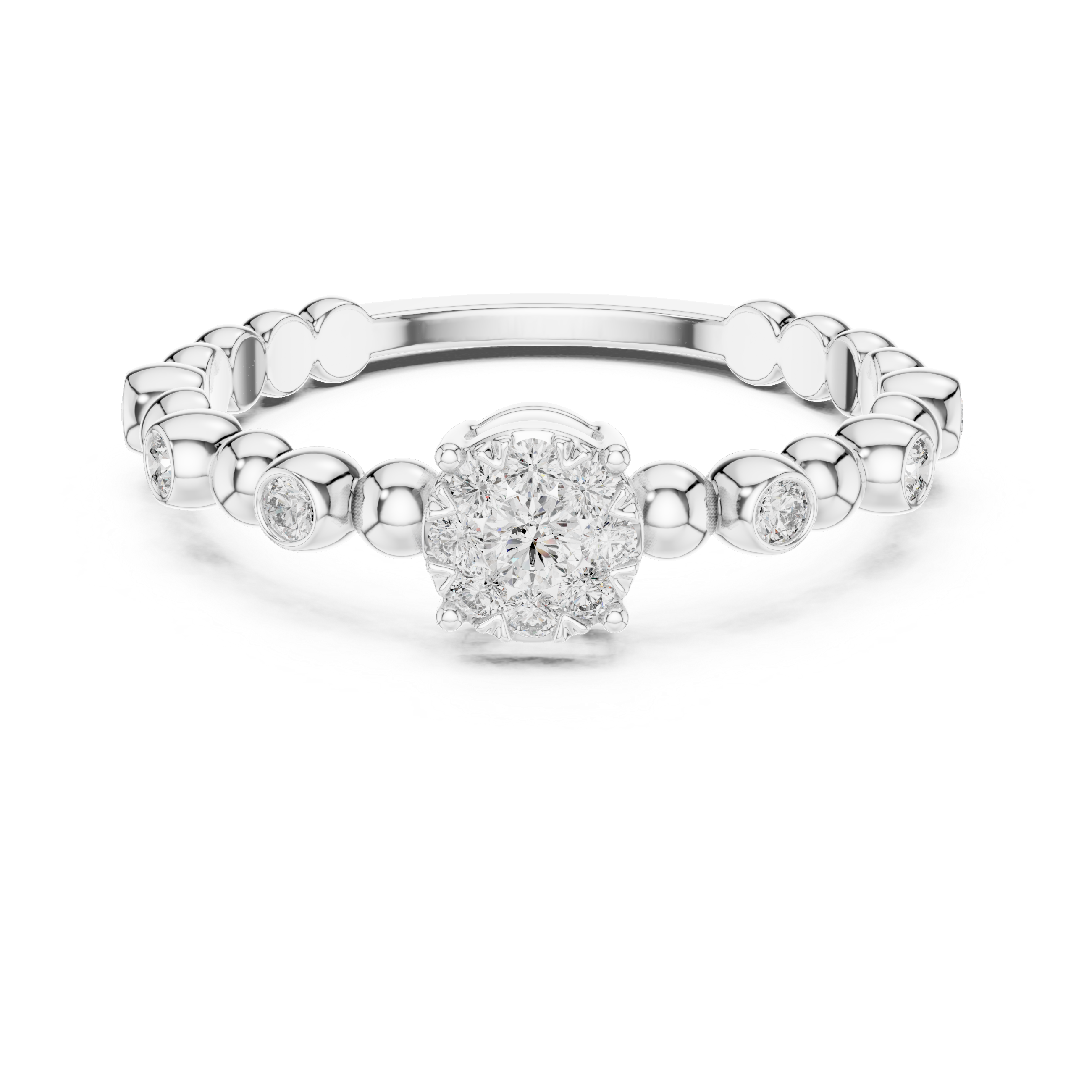 Radiant Rose Gold Diamond Cluster Beaded Ring