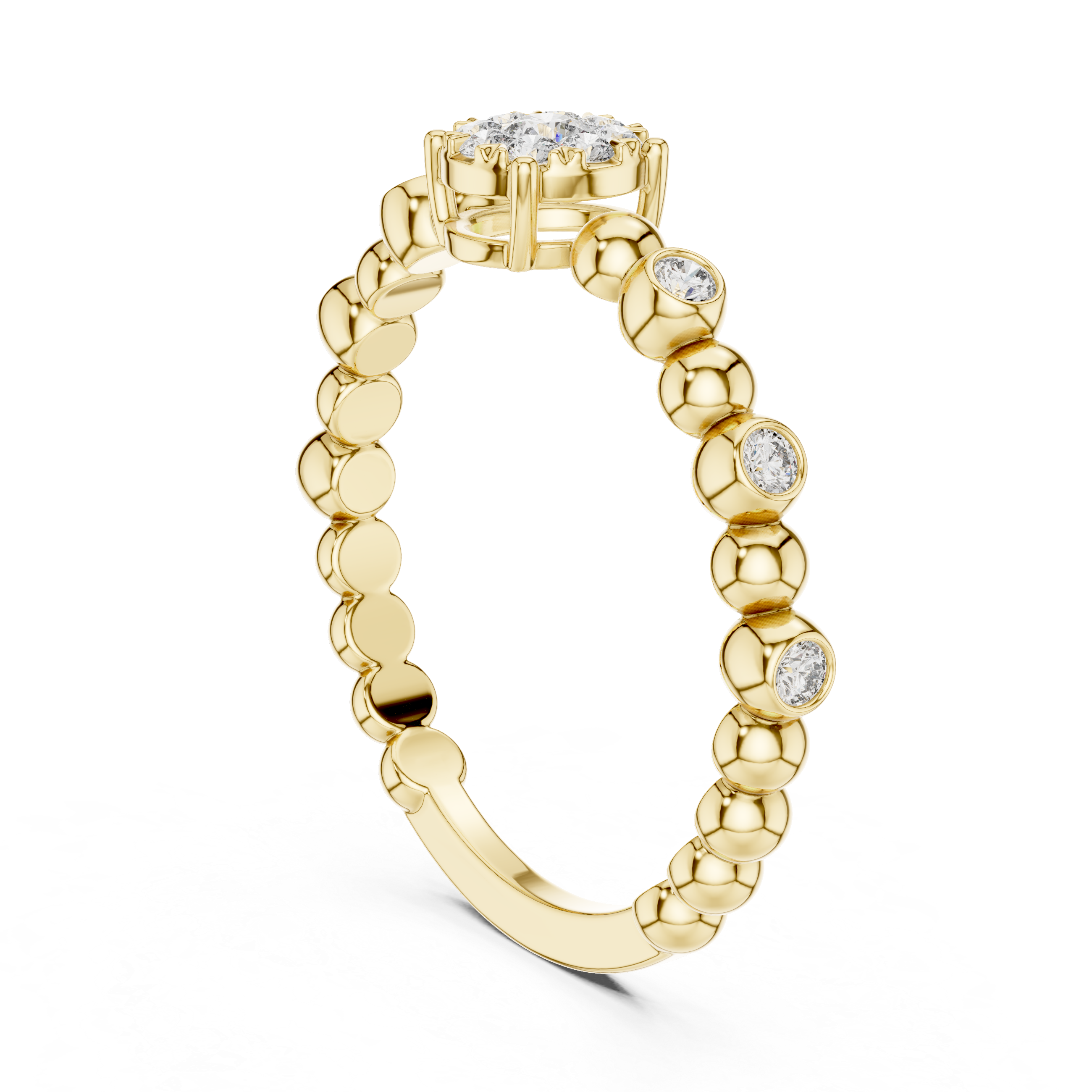 Radiant Rose Gold Diamond Cluster Beaded Ring
