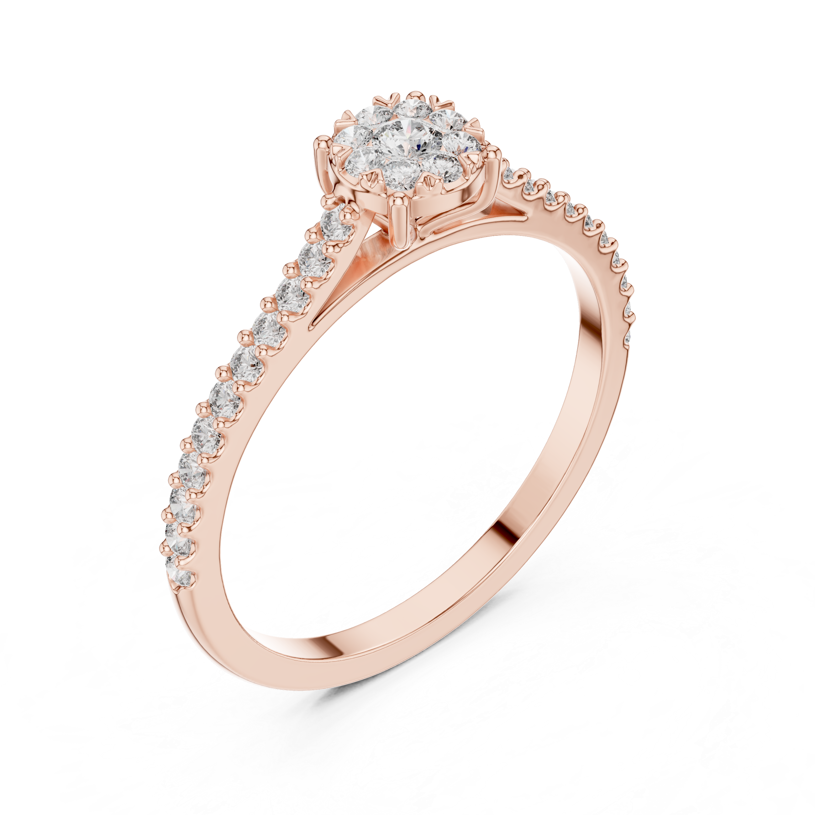 Diamond Halo Cluster Ring