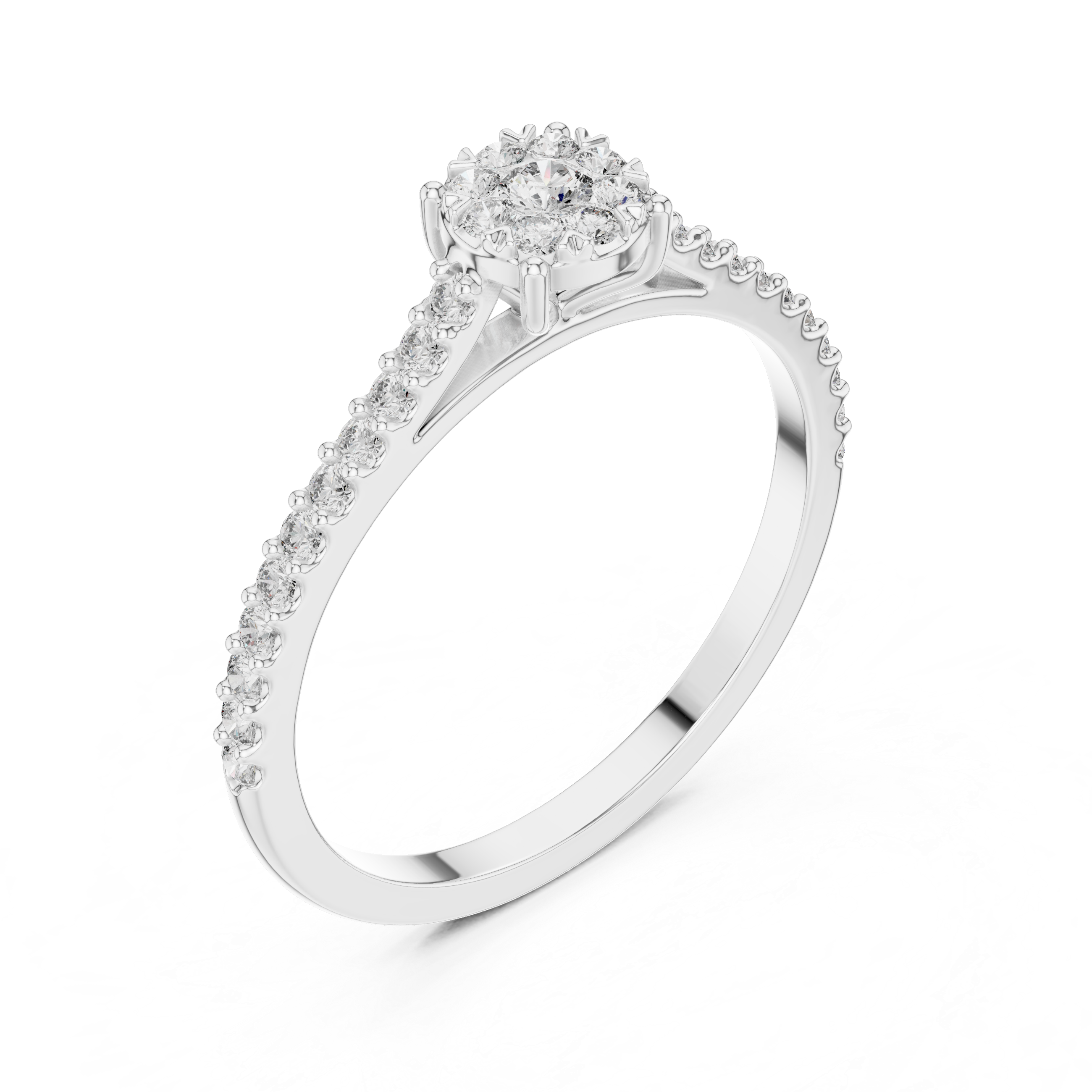 Diamond Halo Cluster Ring