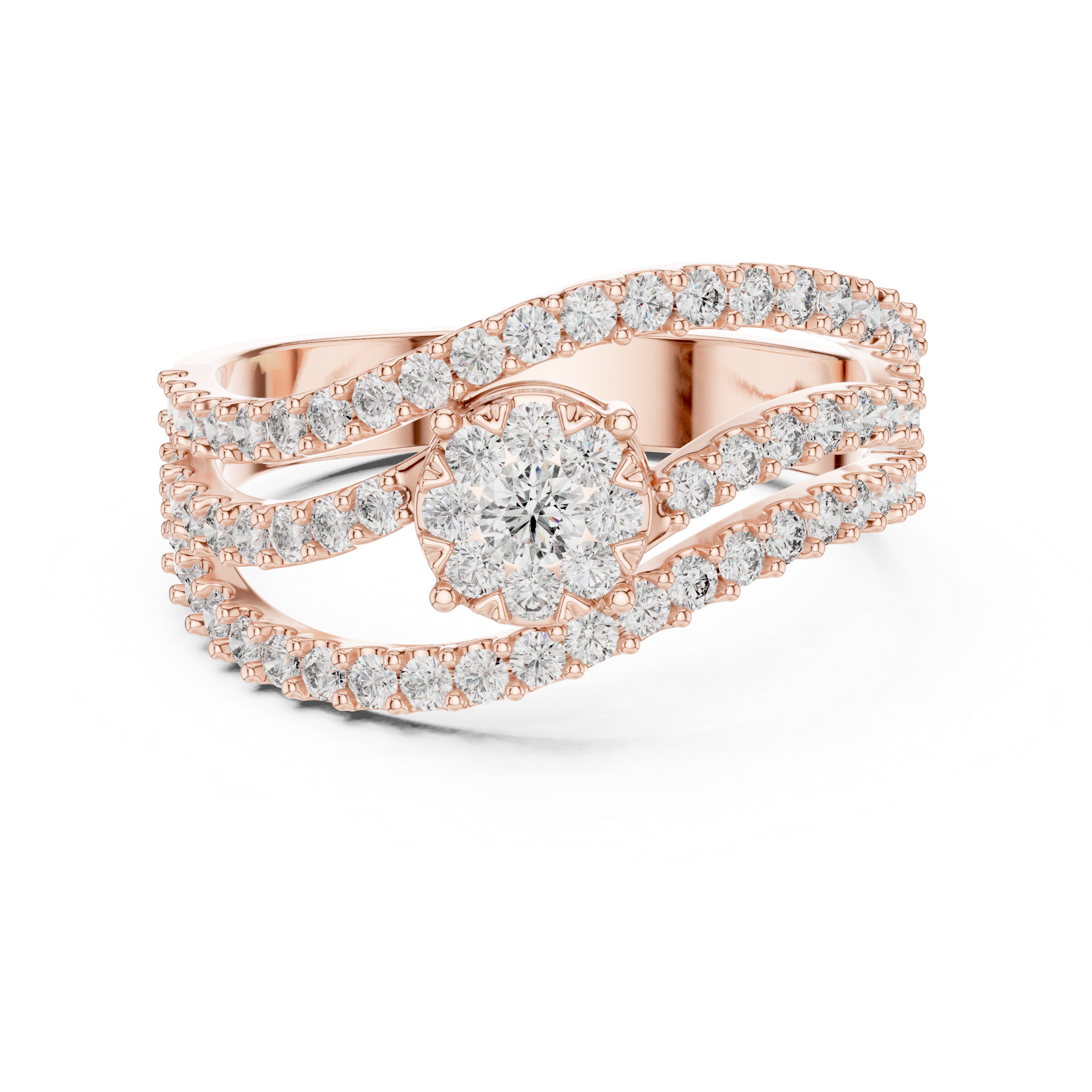 Radiant Split Shank Diamond Halo Ring