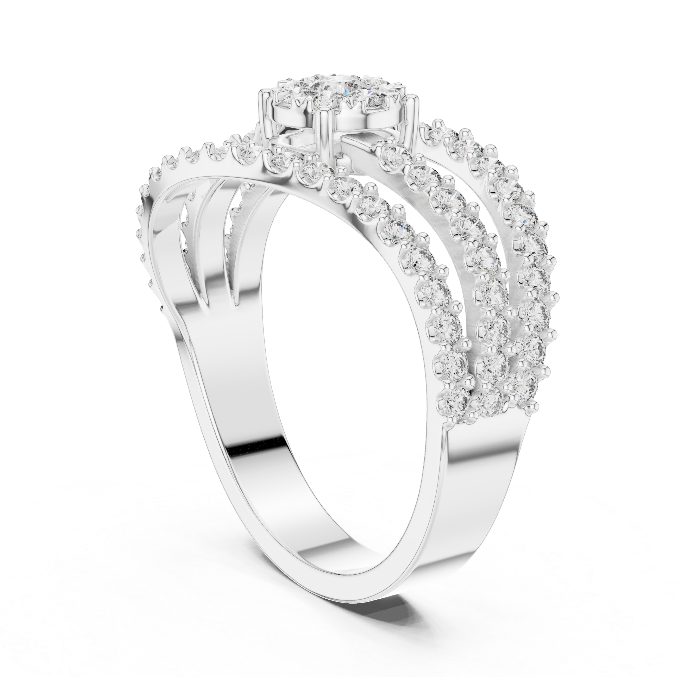 Radiant Split Shank Diamond Halo Ring