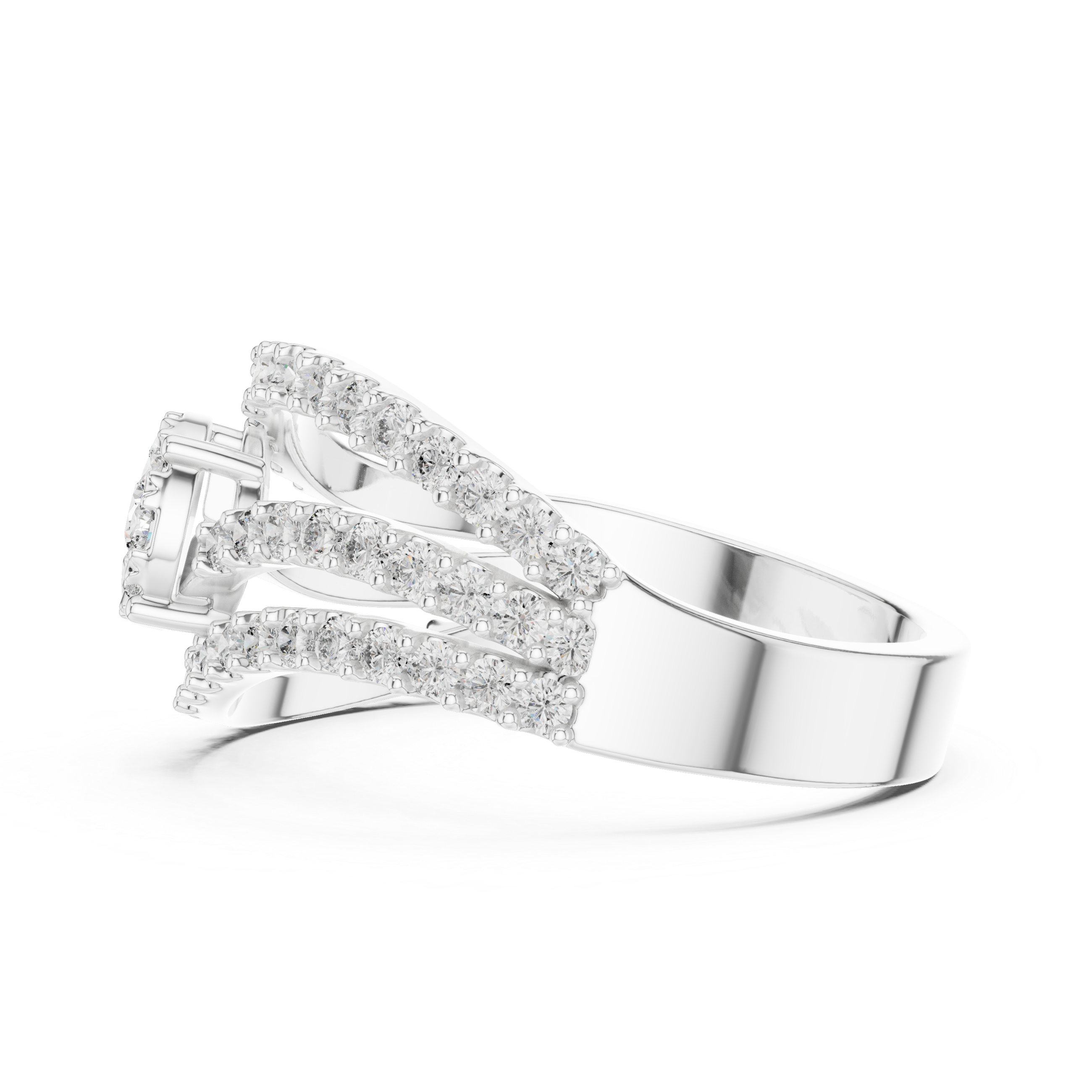 Radiant Split Shank Diamond Halo Ring