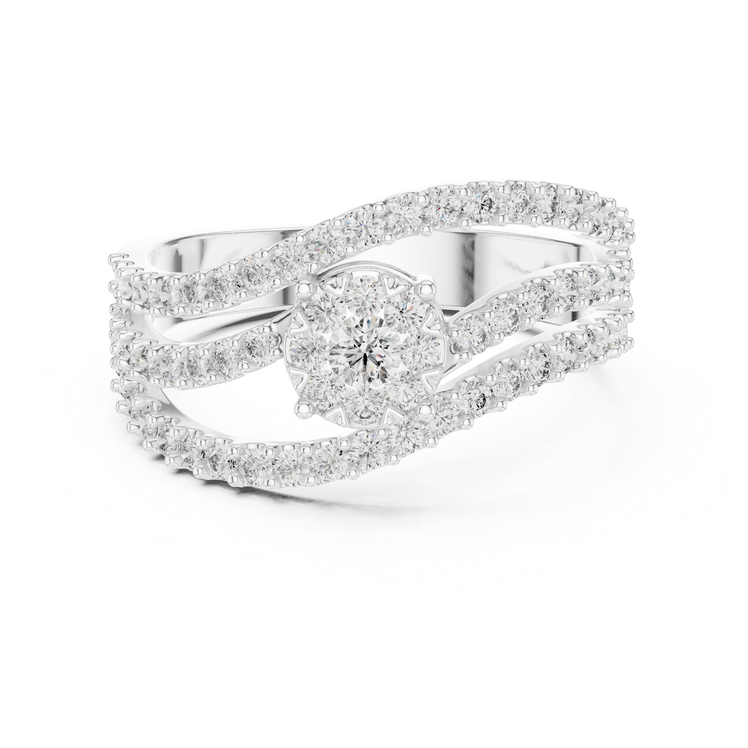 Radiant Split Shank Diamond Halo Ring