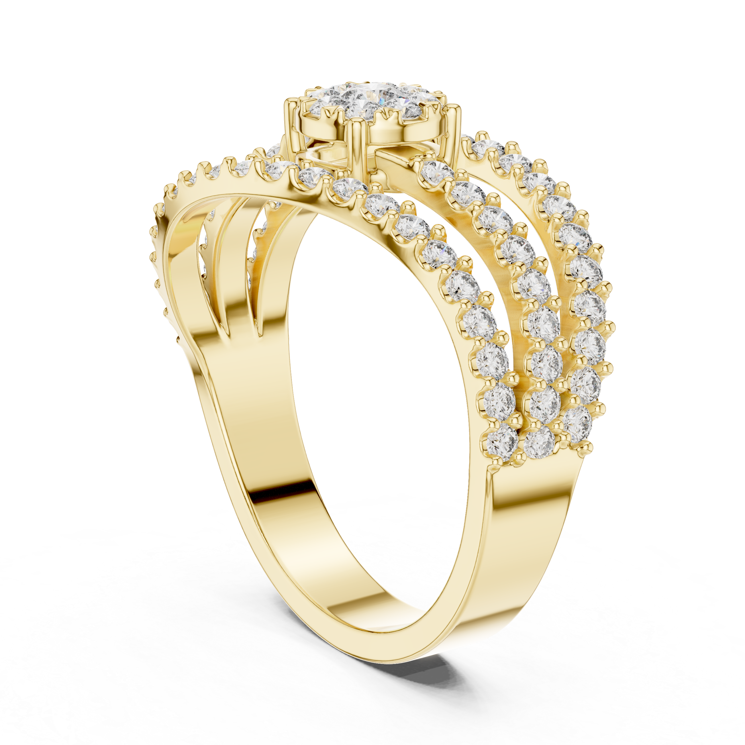 Radiant Split Shank Diamond Halo Ring