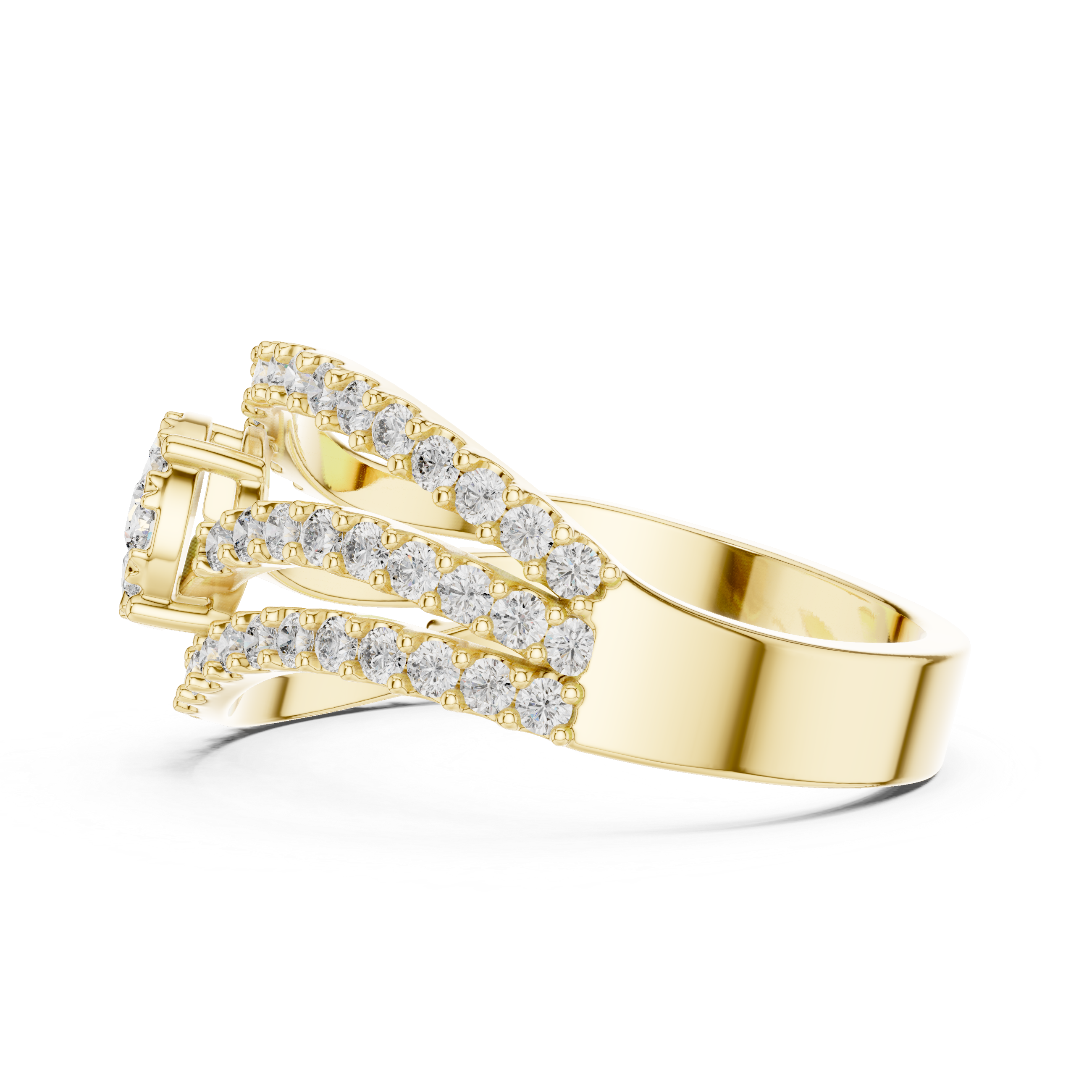 Radiant Split Shank Diamond Halo Ring