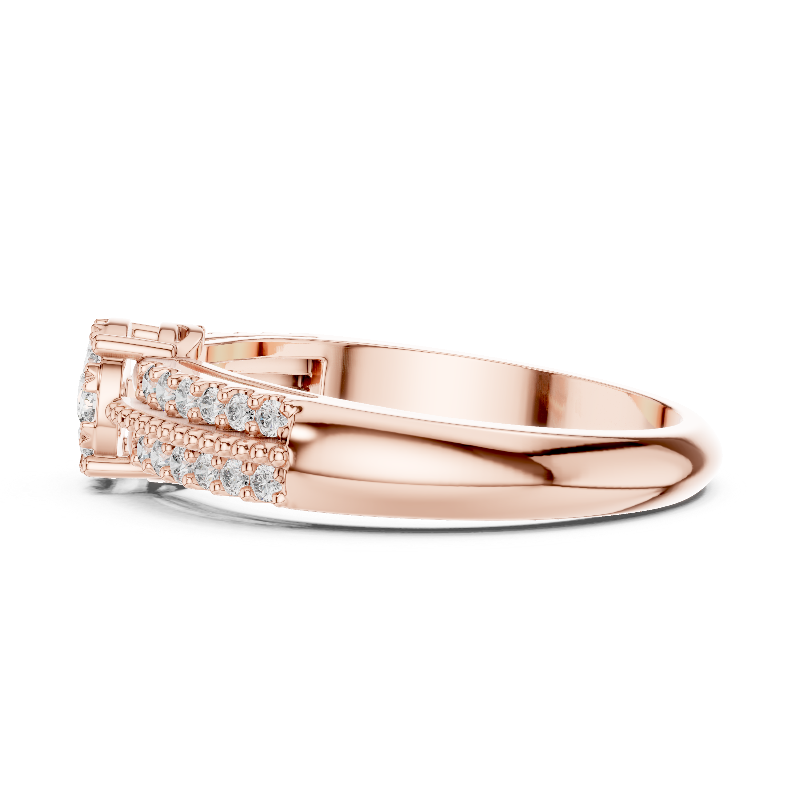 Twin Row Diamond Halo Ring