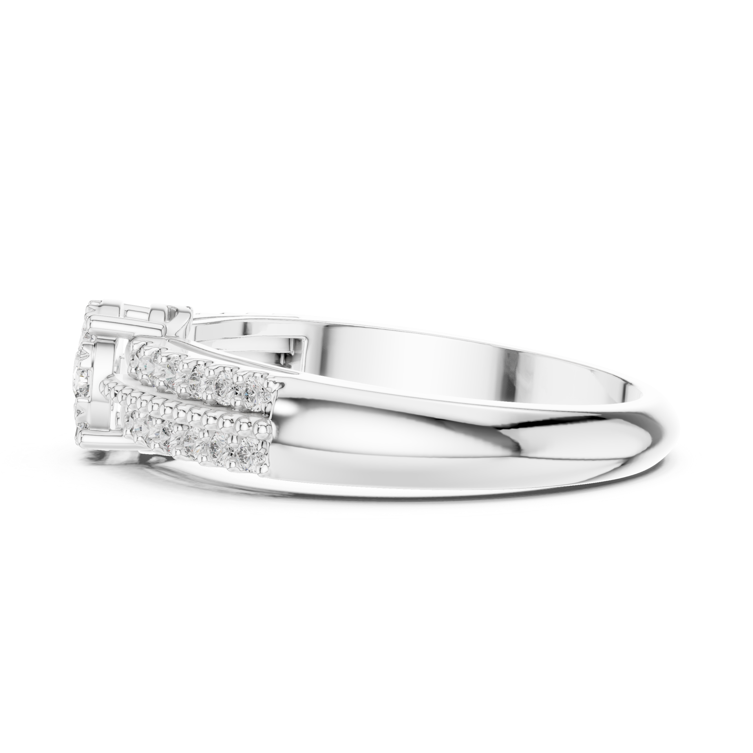 Twin Row Diamond Halo Ring