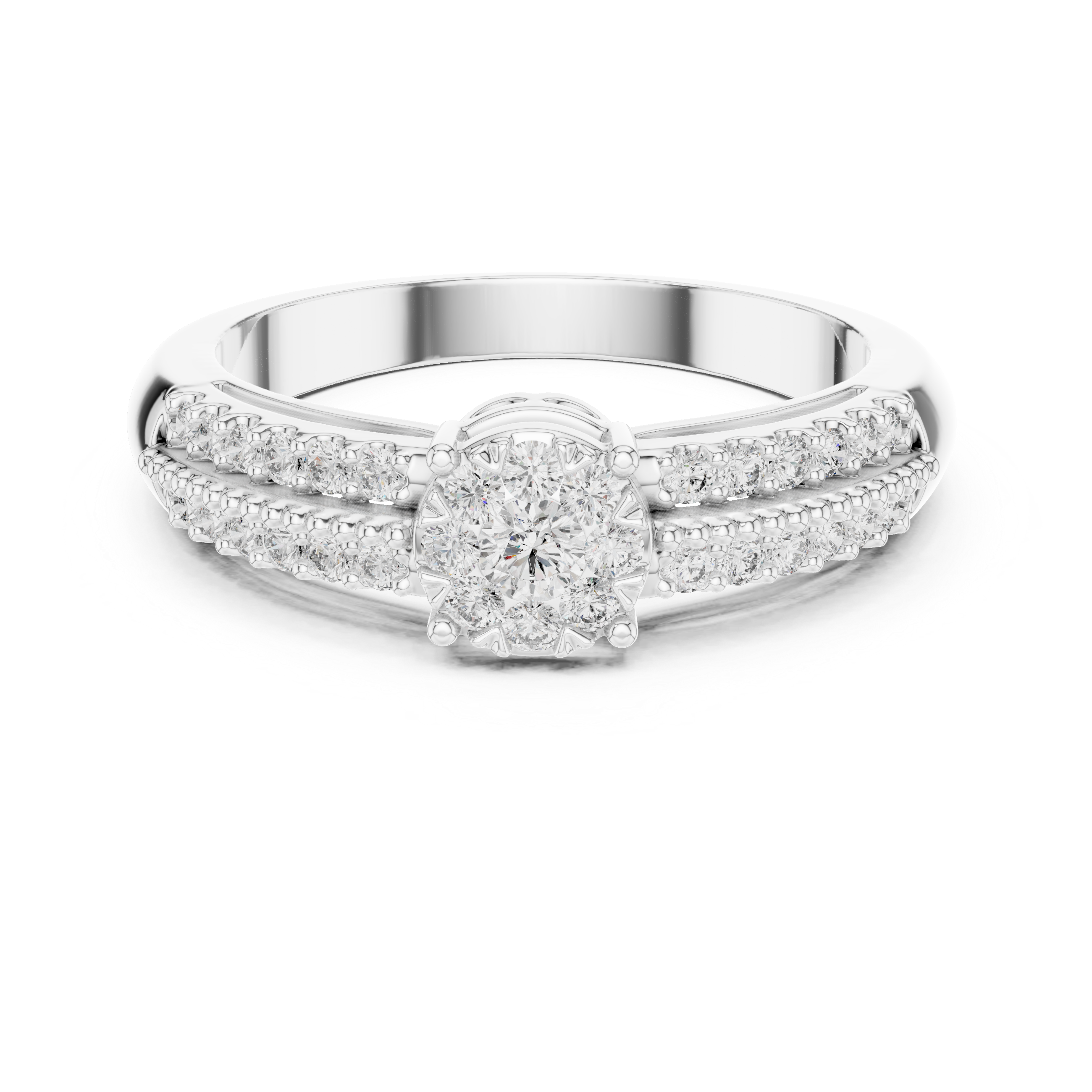 Twin Row Diamond Halo Ring