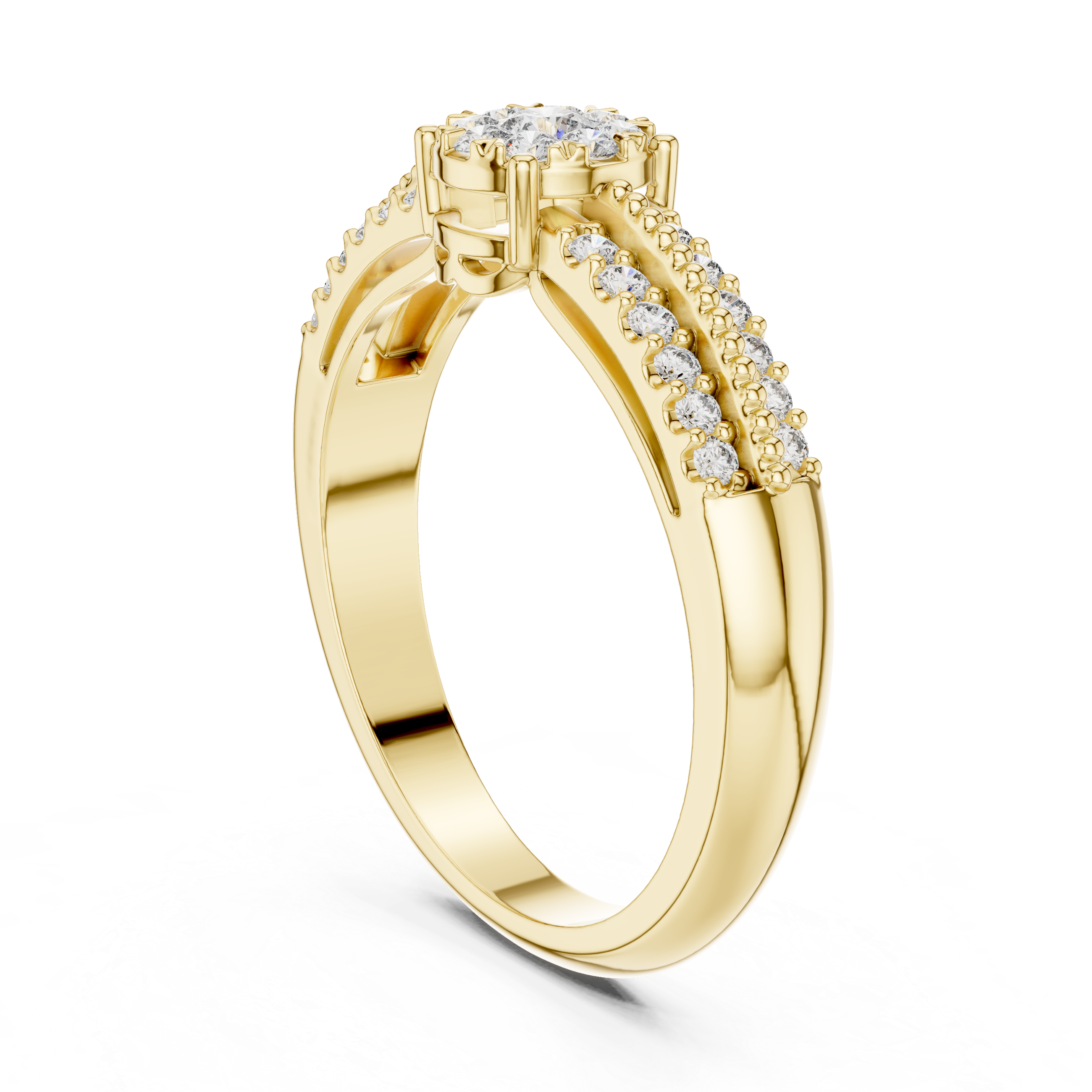 Twin Row Diamond Halo Ring