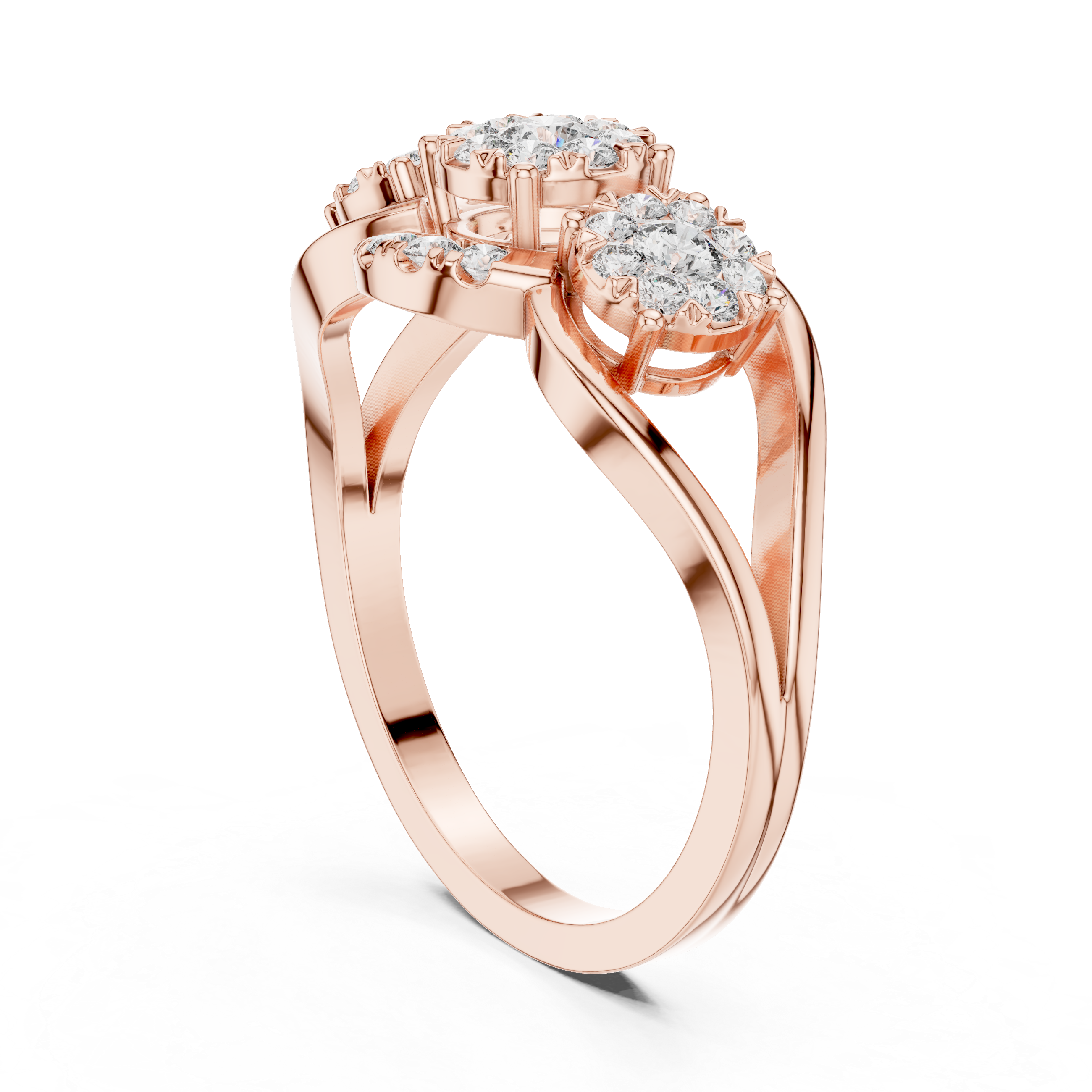 Triple Cluster Diamond Halo Ring