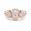Triple Cluster Diamond Halo Ring