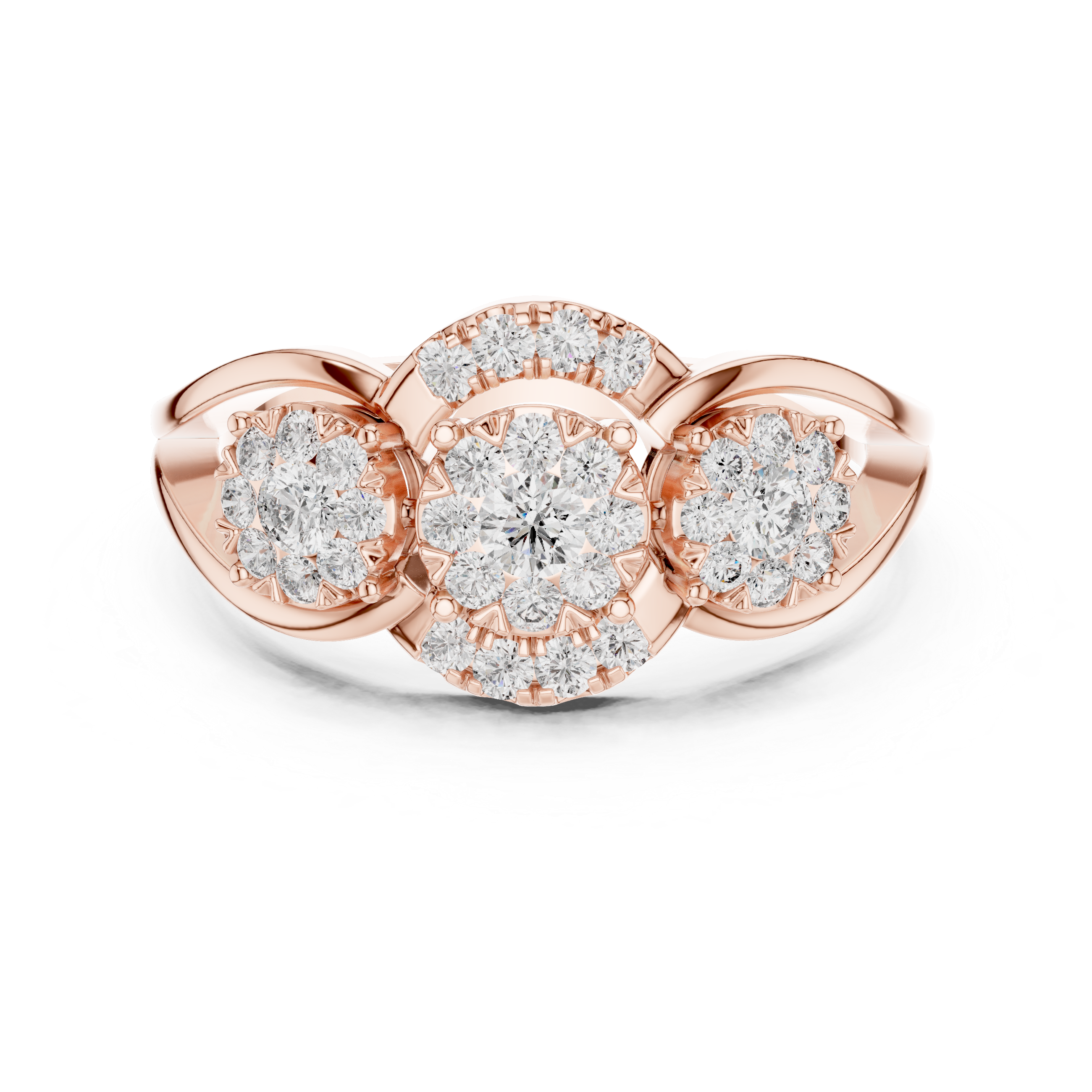 Triple Cluster Diamond Halo Ring