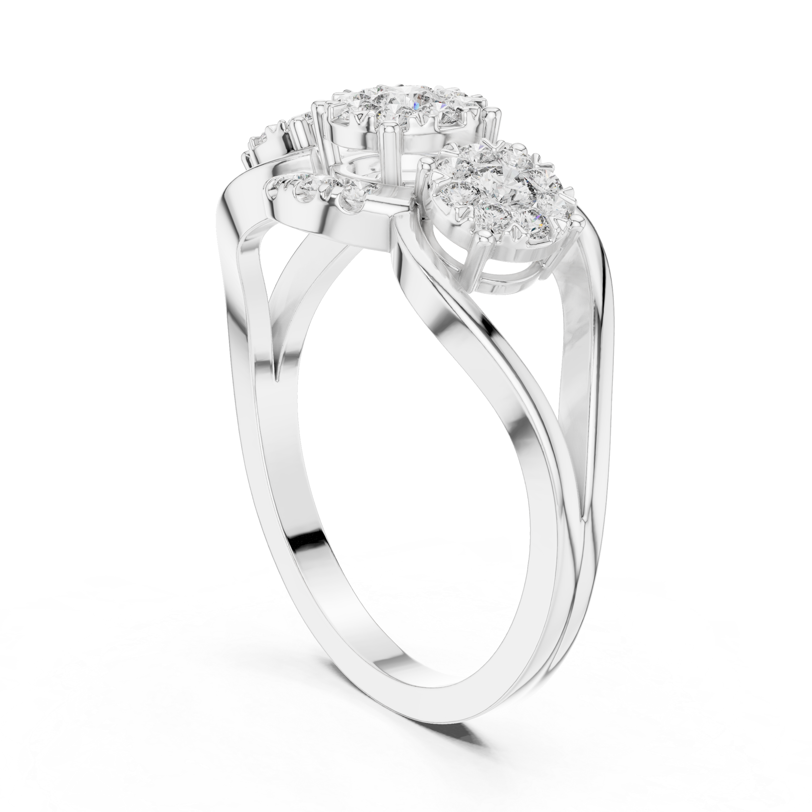 Triple Cluster Diamond Halo Ring