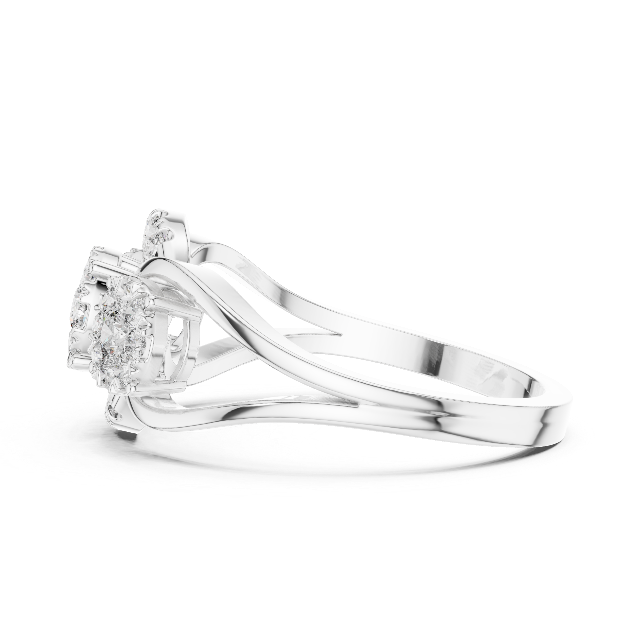 Triple Cluster Diamond Halo Ring