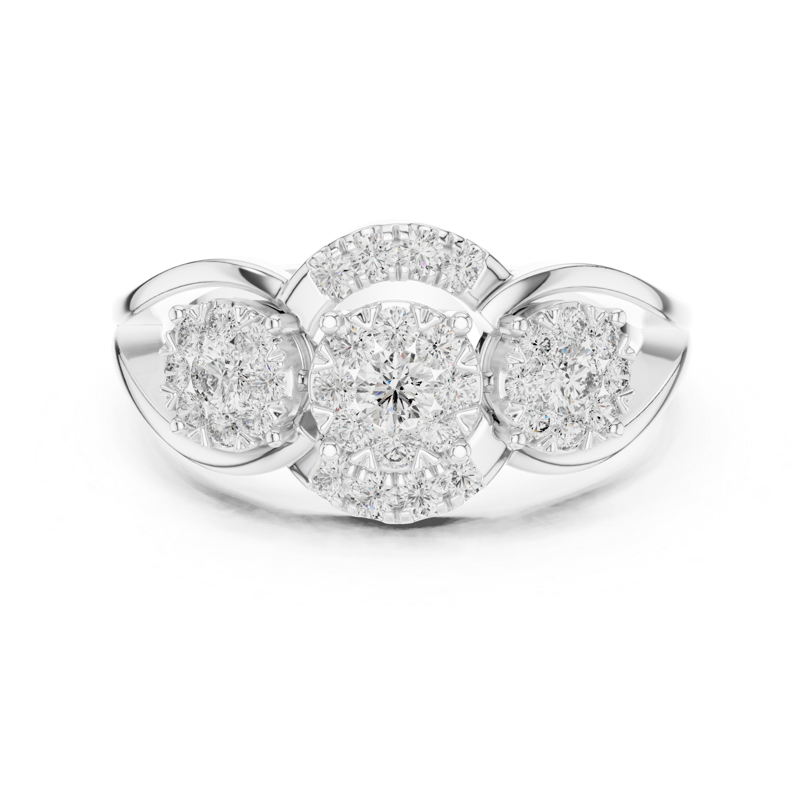 Triple Cluster Diamond Halo Ring