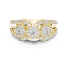 Sparkling diamond clusters and a split band design.