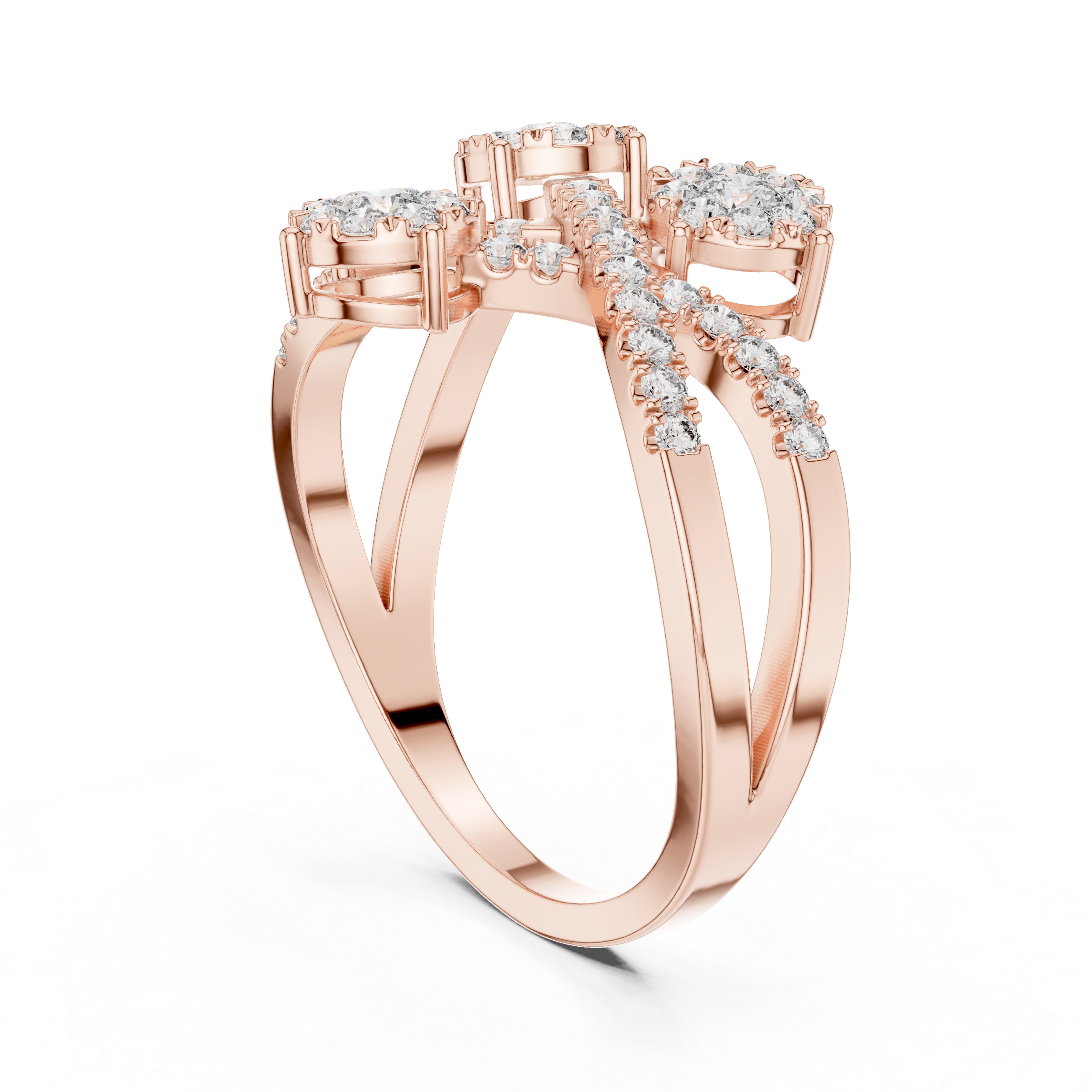 Three diamond clusters and a delicate split band.