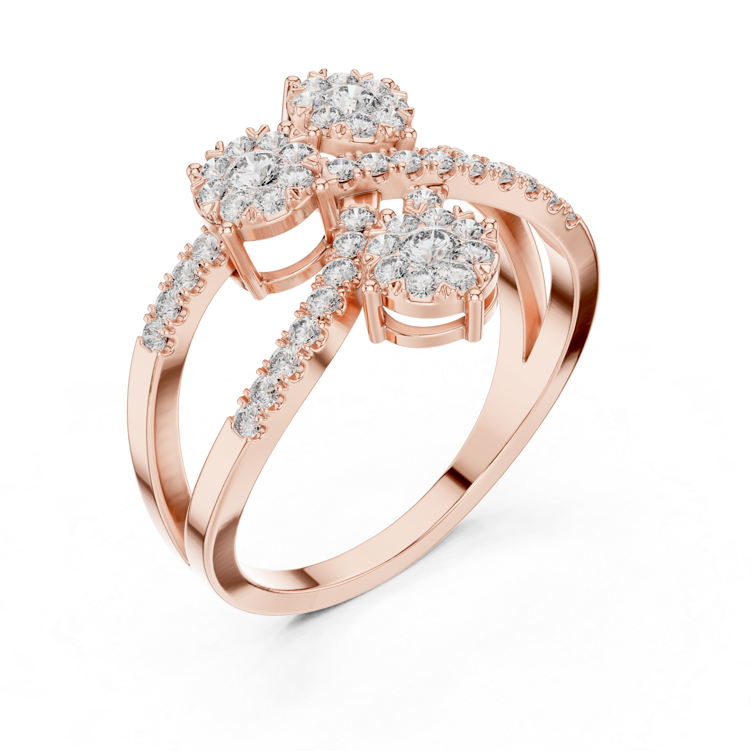 Three diamond clusters and a delicate split band.