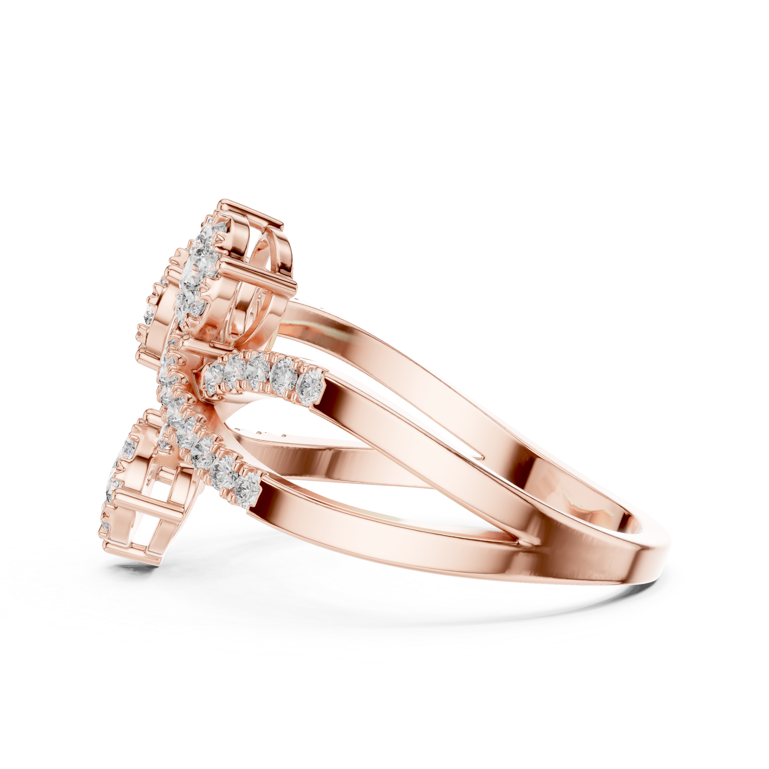 Three diamond clusters and a delicate split band.