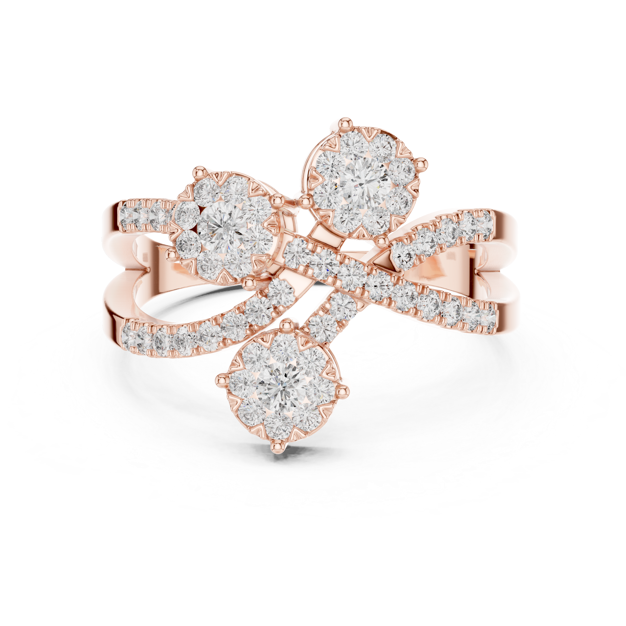 Three diamond clusters and a delicate split band.