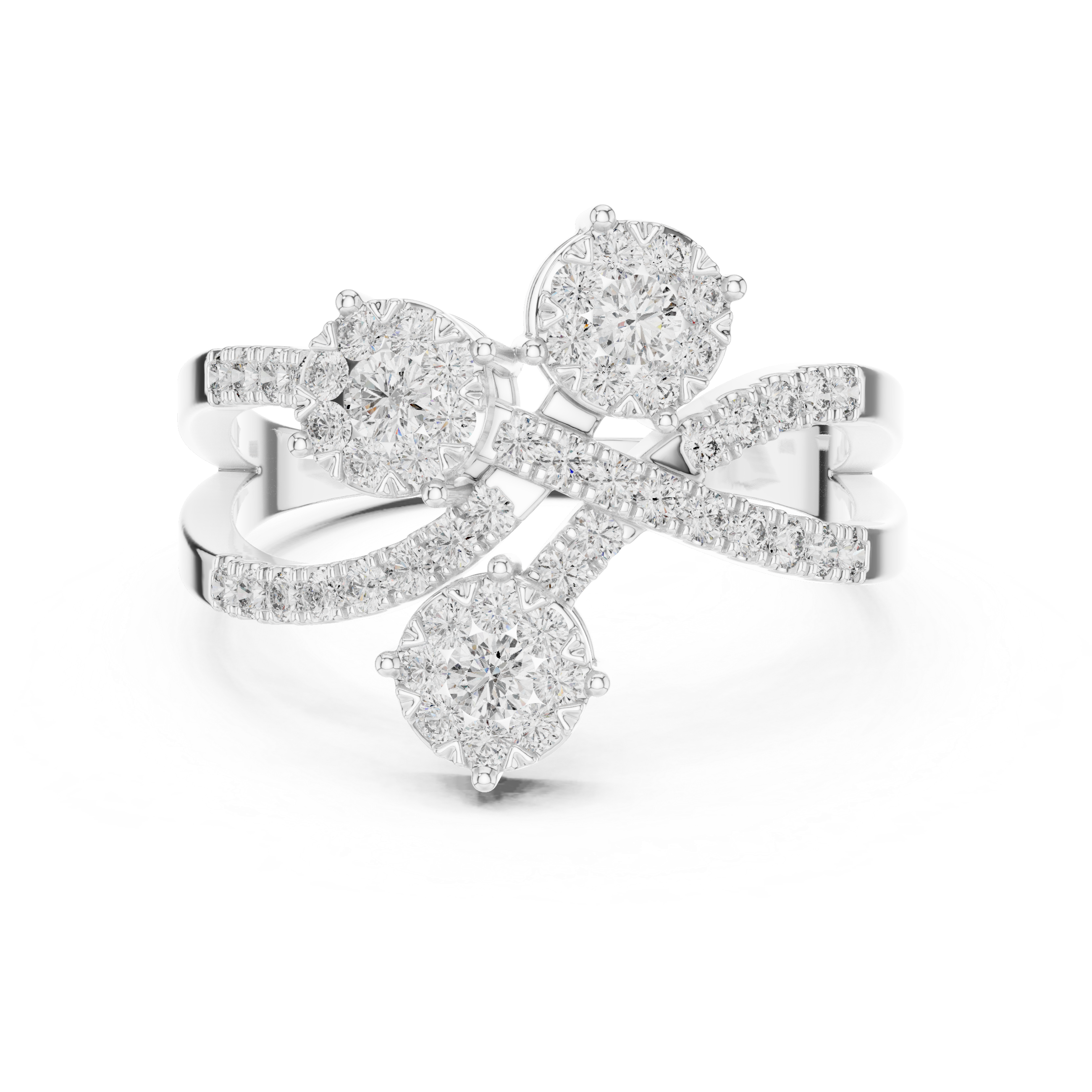 Three diamond clusters and a delicate split band.