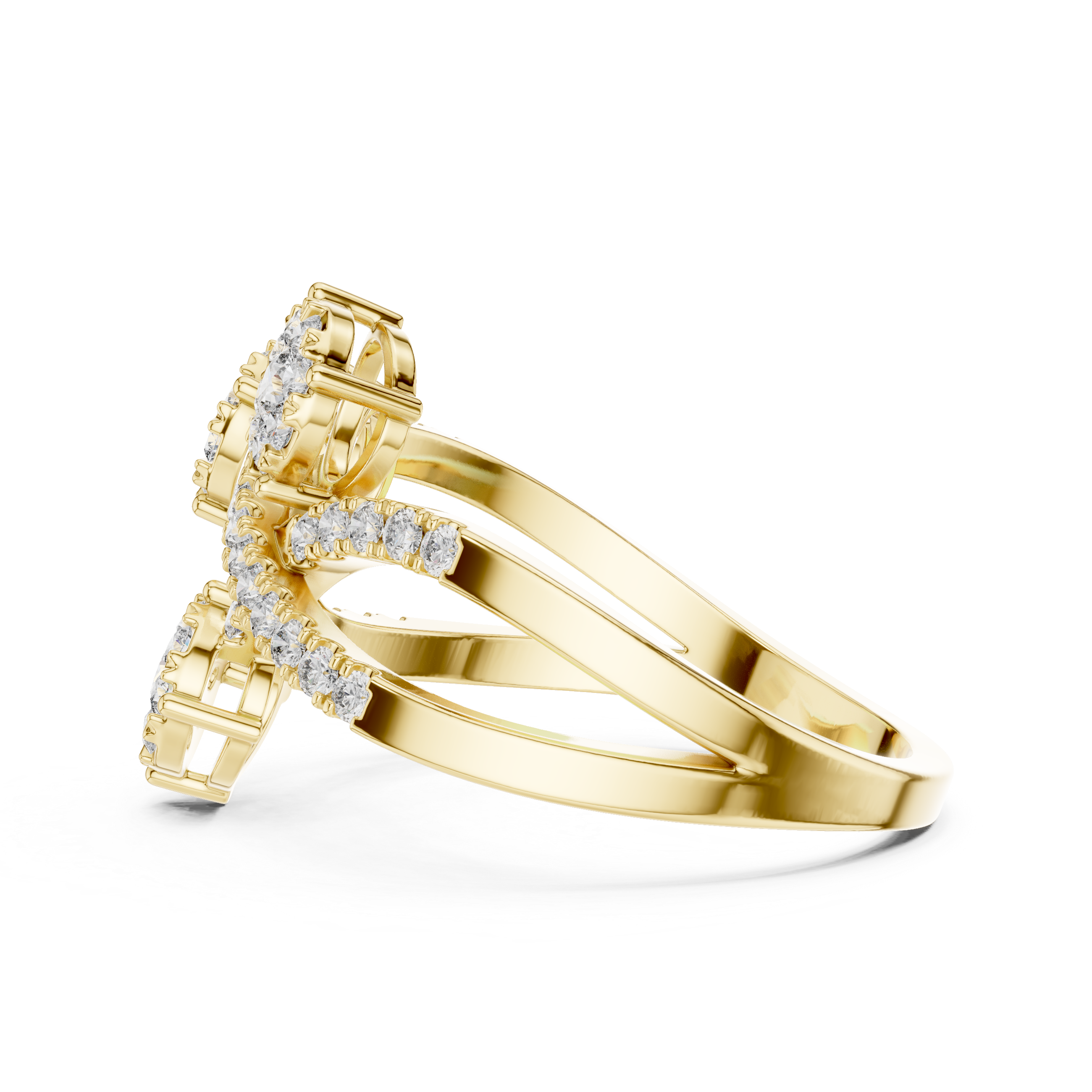 Three diamond clusters and a delicate split band.