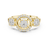 Diamond cluster and two side floral clusters.