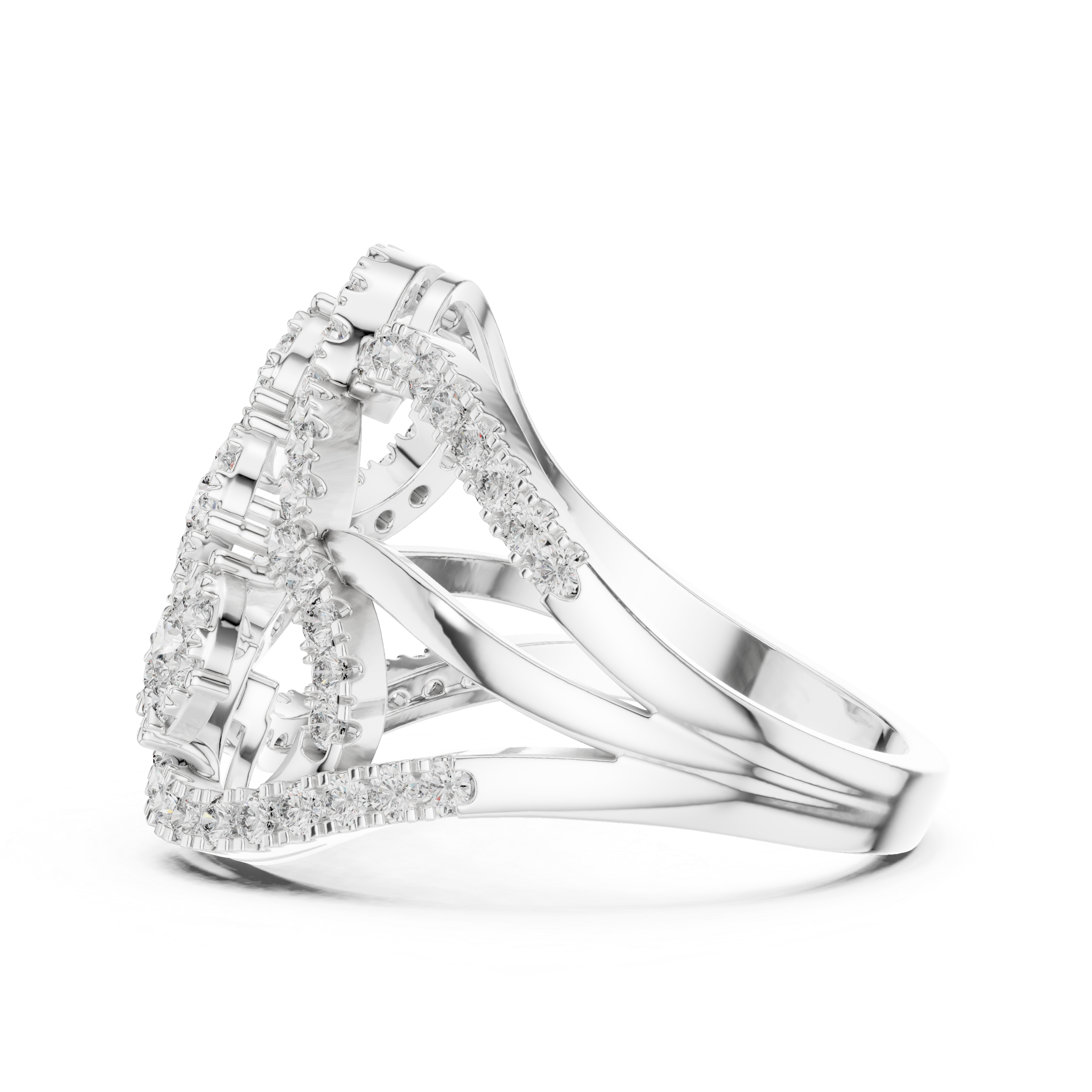 Triple Cluster Rose Gold Diamond Ring