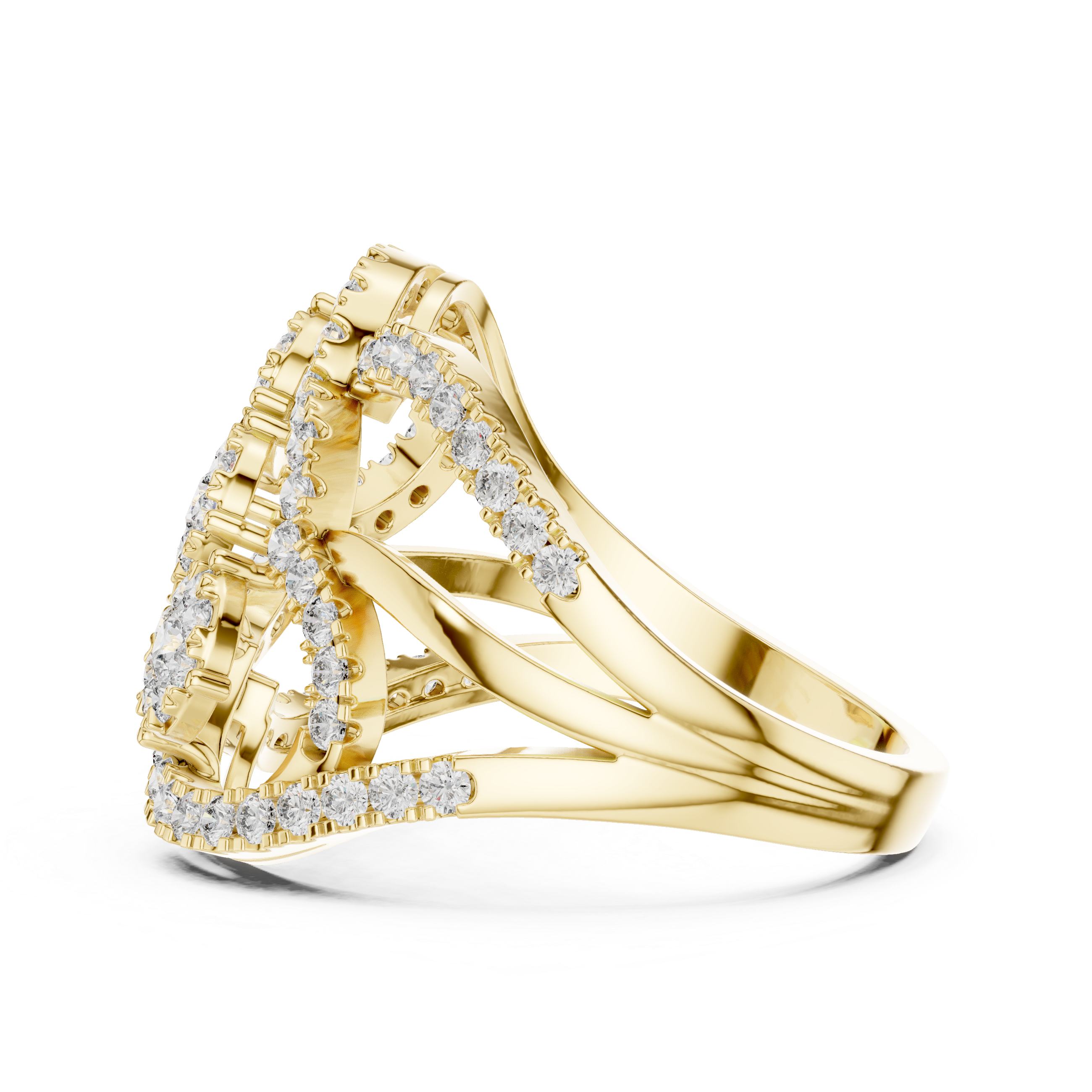 Triple Cluster Rose Gold Diamond Ring