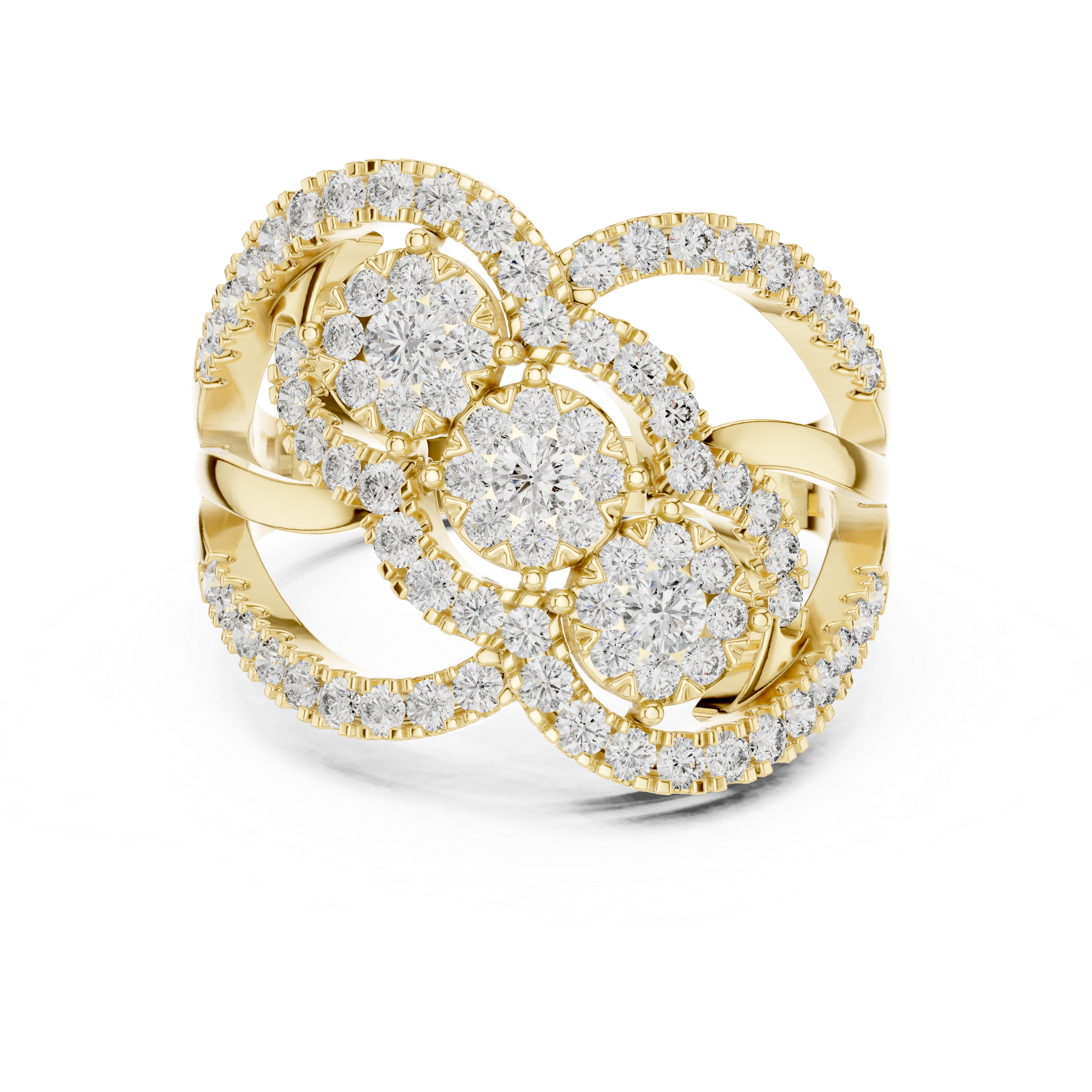 Triple Cluster Rose Gold Diamond Ring